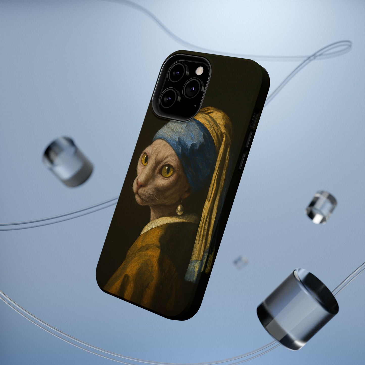 Cat with a Pearl Earring โ Vermeer Inspired โ iPhone 16, 15, 14, 13 โ MagSafe Magnetic Tough Case by HitStickers