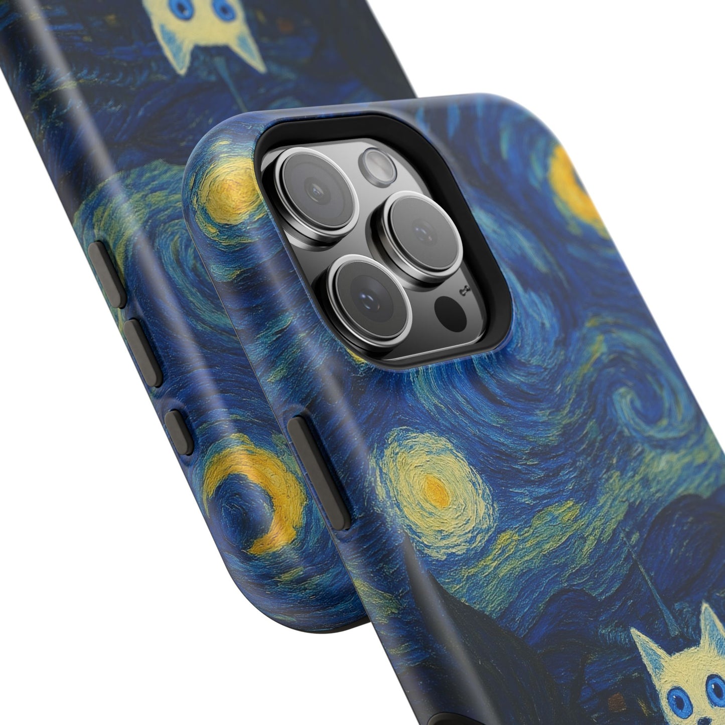 Starry Night Cat โ Van Gogh Inspired โ iPhone 16, 15, 14, 13 โ MagSafe Magnetic Tough Case by HitStickers
