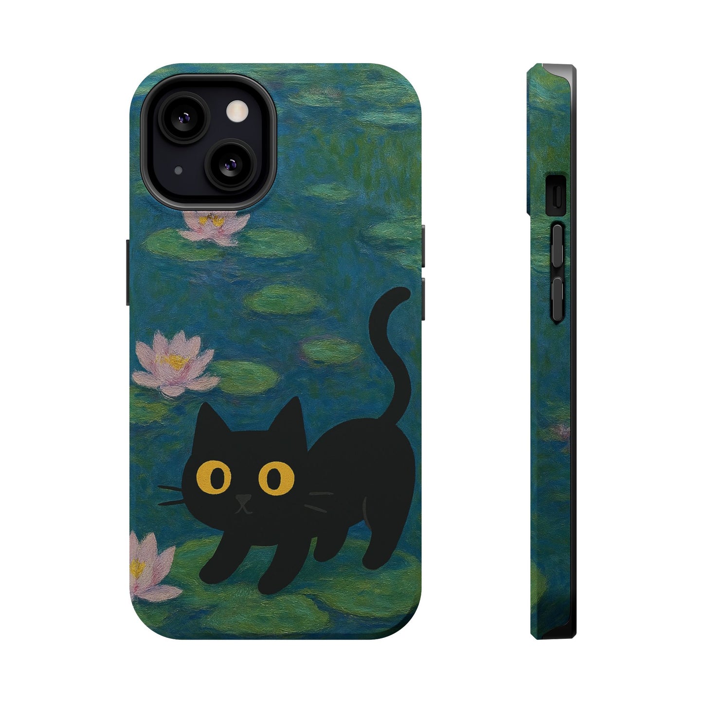 Water Lily Cat โ Monet Inspired โ iPhone 16, 15, 14, 13 โ MagSafe Magnetic Tough Case by HitStickers
