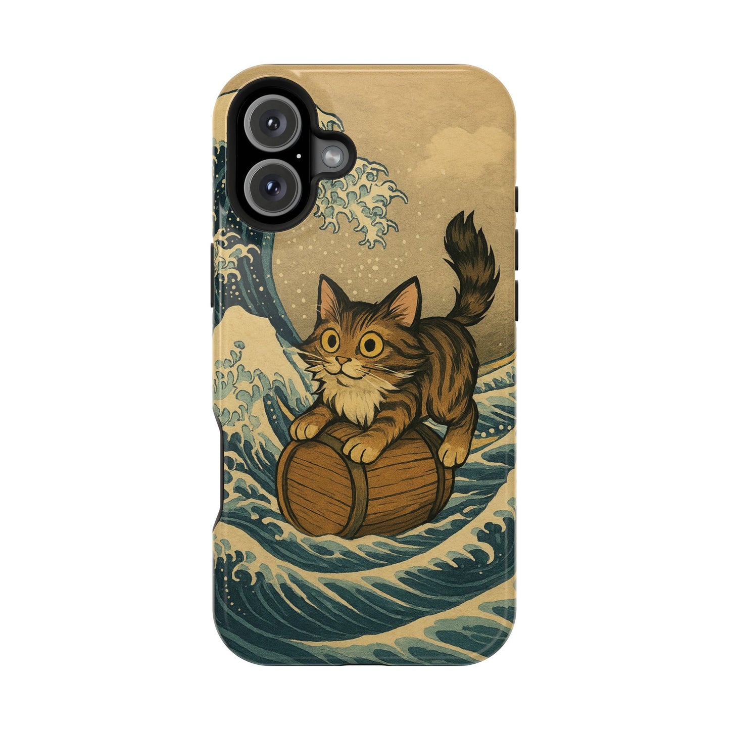The Great Wave Cat โ Hokusai Inspired โ iPhone 16, 15, 14, 13 โ MagSafe Magnetic Tough Case by HitStickers