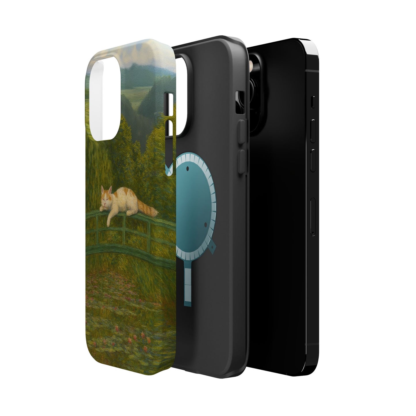 Sleeping Cat on the Japanese Bridge โ Monet Inspired โ iPhone 16, 15, 14, 13 โ MagSafe Magnetic Tough Case by HitStickers