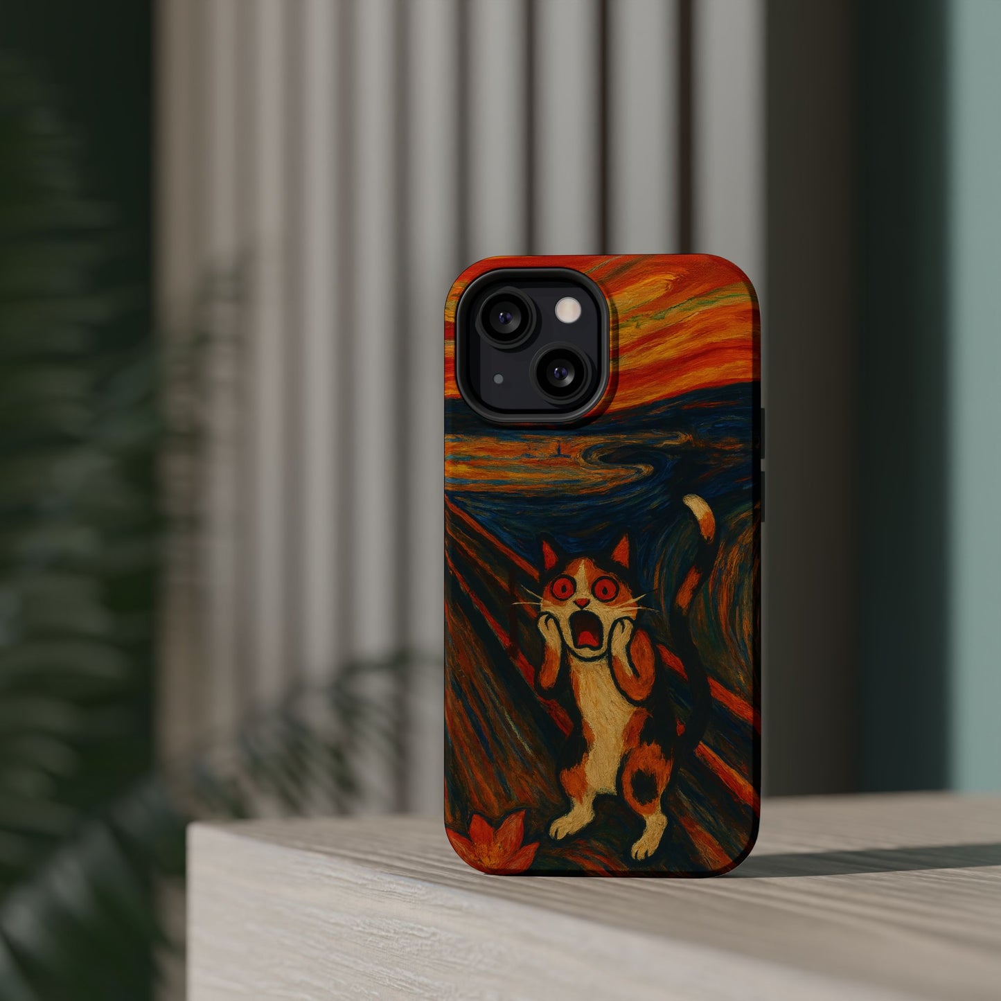 The Cat Scream โ Munch Inspired โ iPhone 16, 15, 14, 13 โ MagSafe Magnetic Tough Case by HitStickers