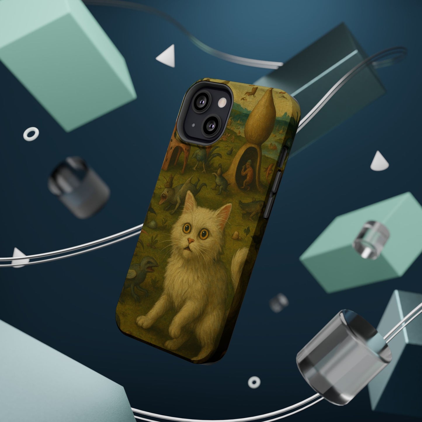 Garden of Cat Delights โ Bosch Inspired โ iPhone 16, 15, 14, 13 โ MagSafe Magnetic Tough Case by HitStickers
