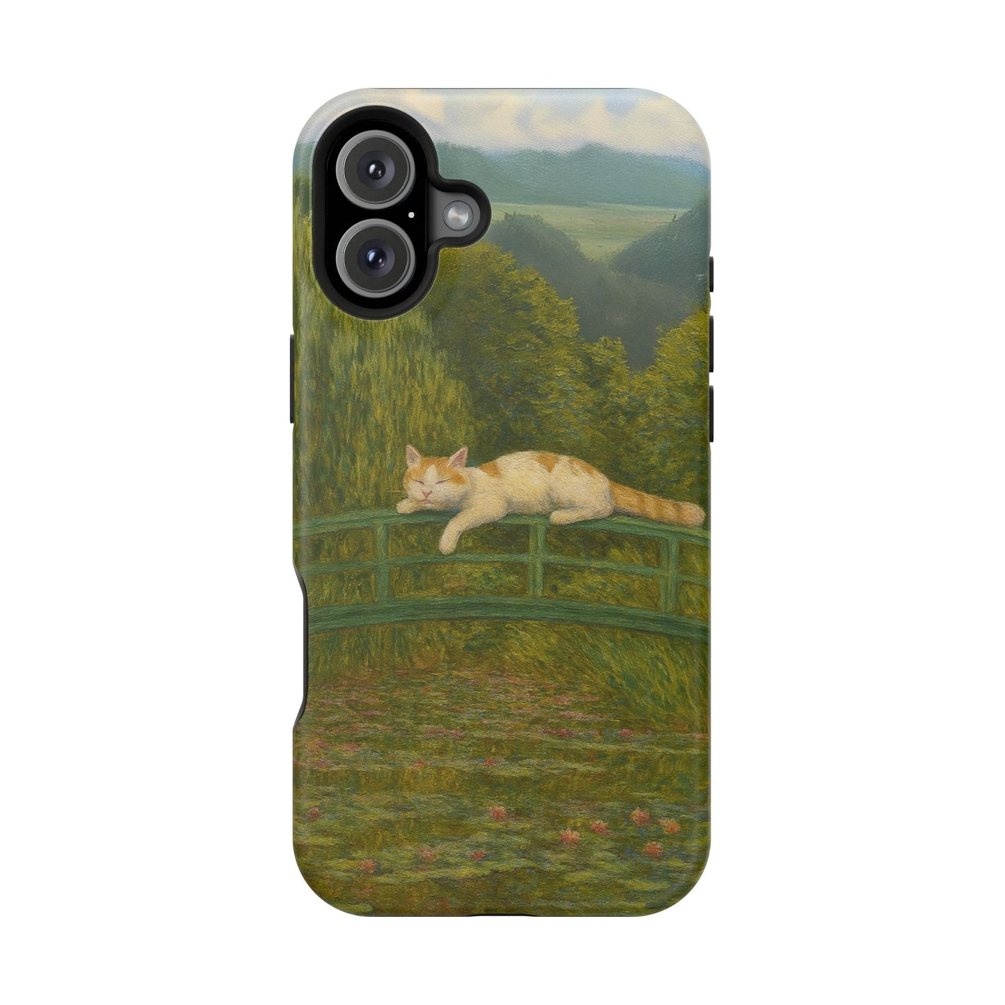 Sleeping Cat on the Japanese Bridge โ Monet Inspired โ iPhone 16, 15, 14, 13 โ MagSafe Magnetic Tough Case by HitStickers