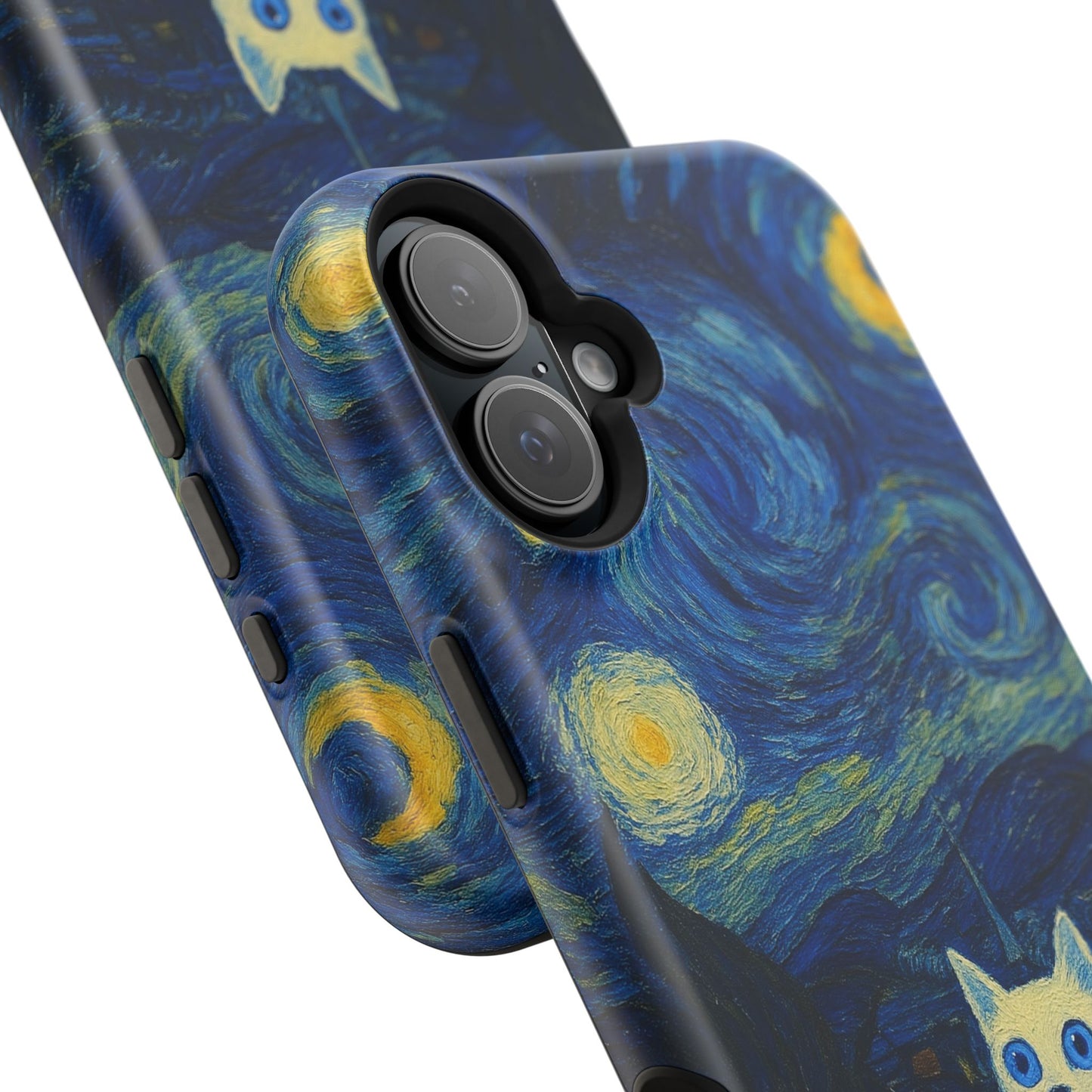 Starry Night Cat โ Van Gogh Inspired โ iPhone 16, 15, 14, 13 โ MagSafe Magnetic Tough Case by HitStickers
