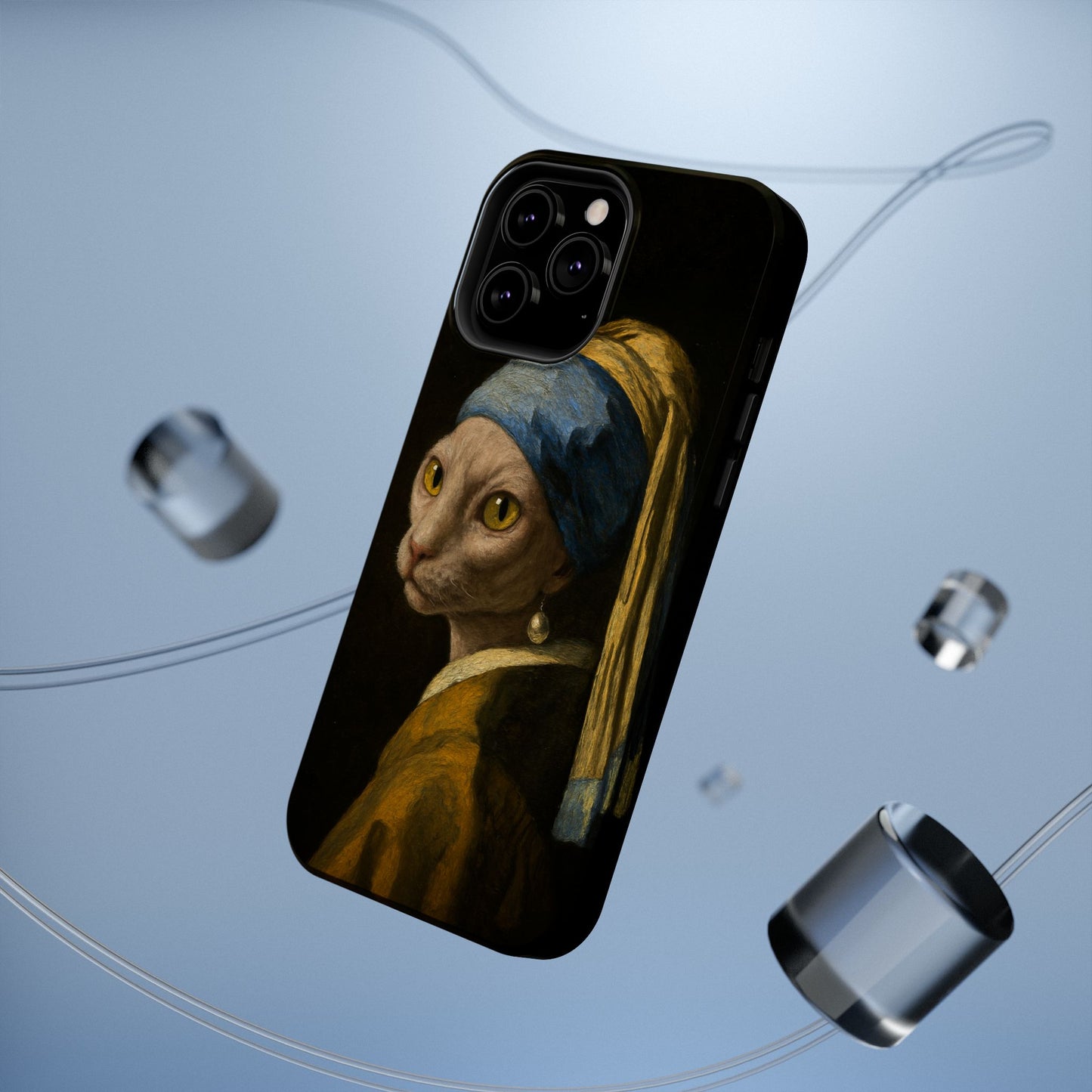 Cat with a Pearl Earring โ Vermeer Inspired โ iPhone 16, 15, 14, 13 โ MagSafe Magnetic Tough Case by HitStickers