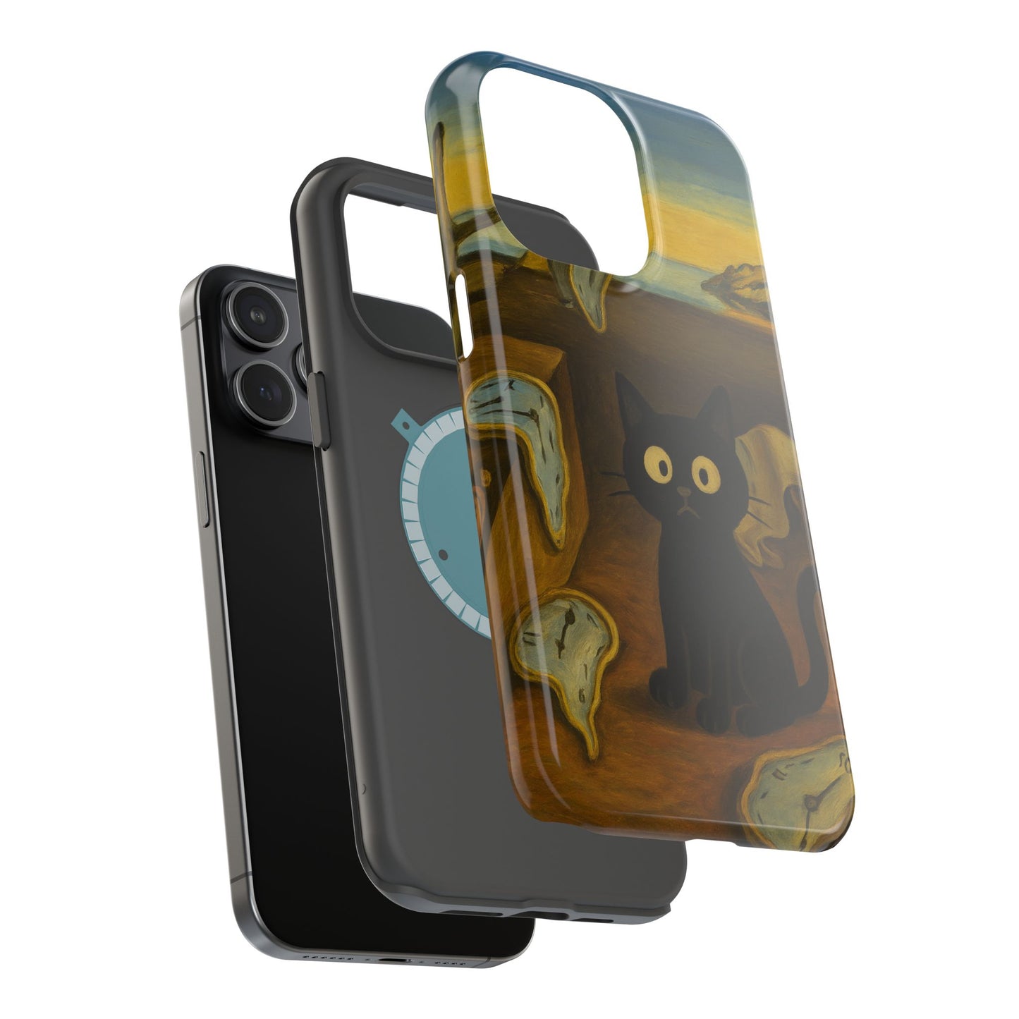 The Cat of Melting Time – Dalí Inspired – iPhone 16, 15, 14, 13 – MagSafe Magnetic Tough Case by HitStickers