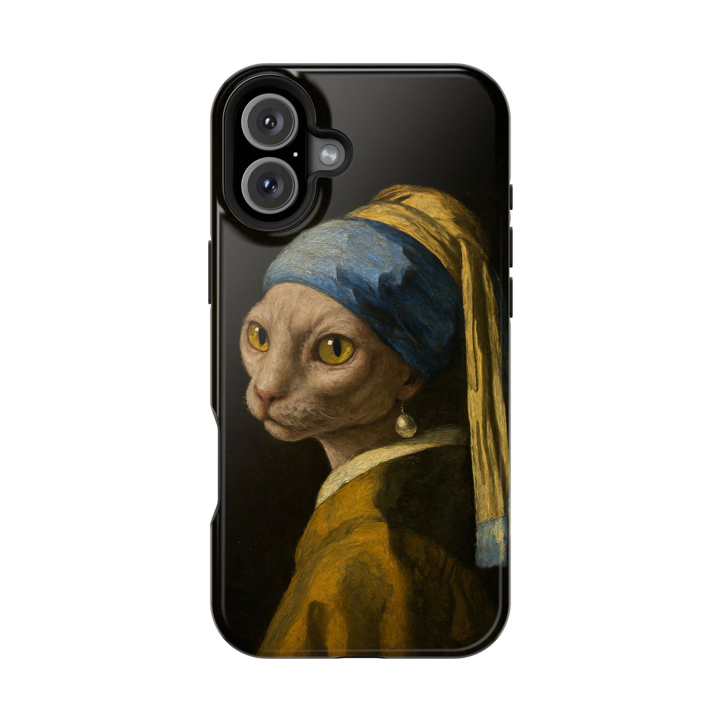 Cat with a Pearl Earring โ Vermeer Inspired โ iPhone 16, 15, 14, 13 โ MagSafe Magnetic Tough Case by HitStickers