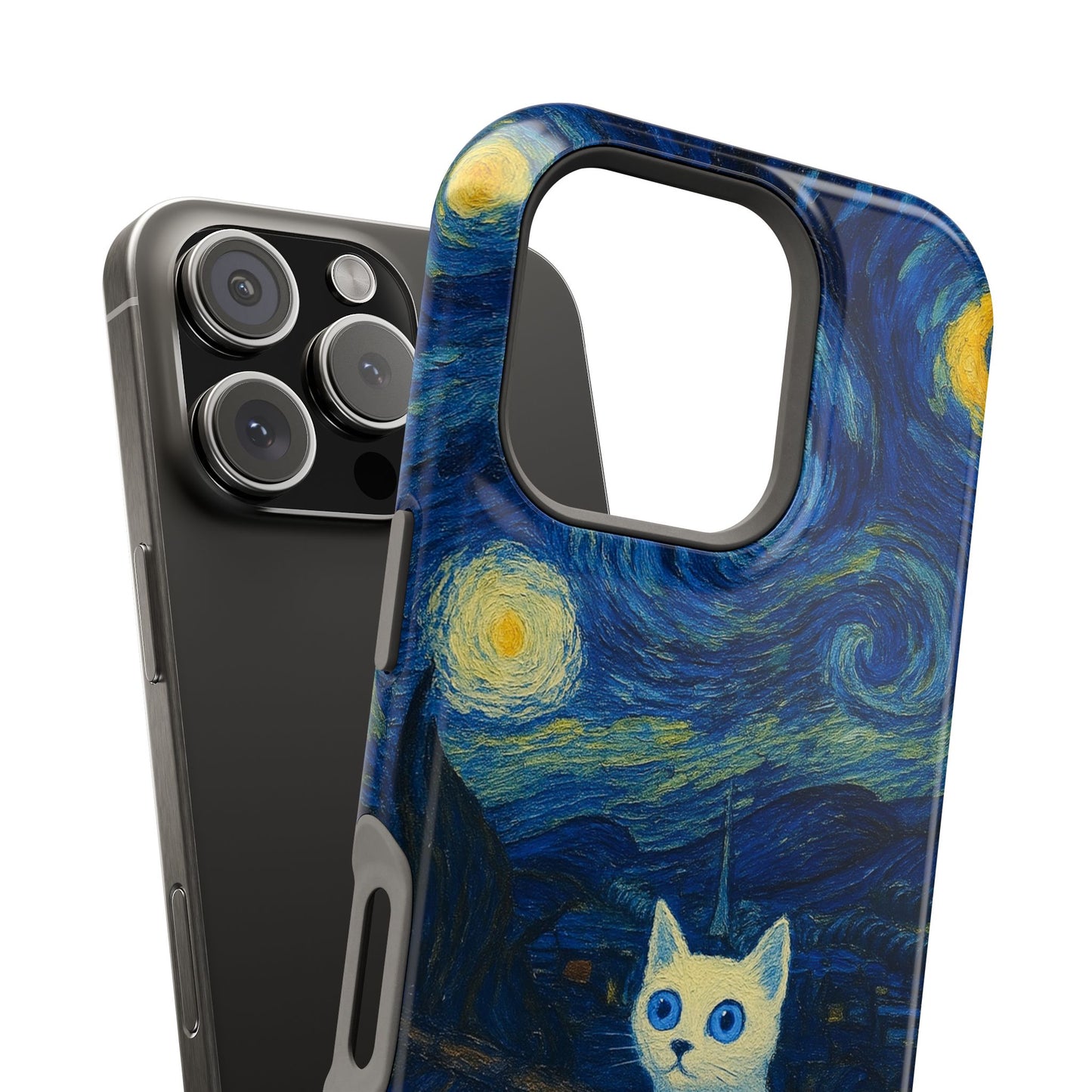 Starry Night Cat โ Van Gogh Inspired โ iPhone 16, 15, 14, 13 โ MagSafe Magnetic Tough Case by HitStickers