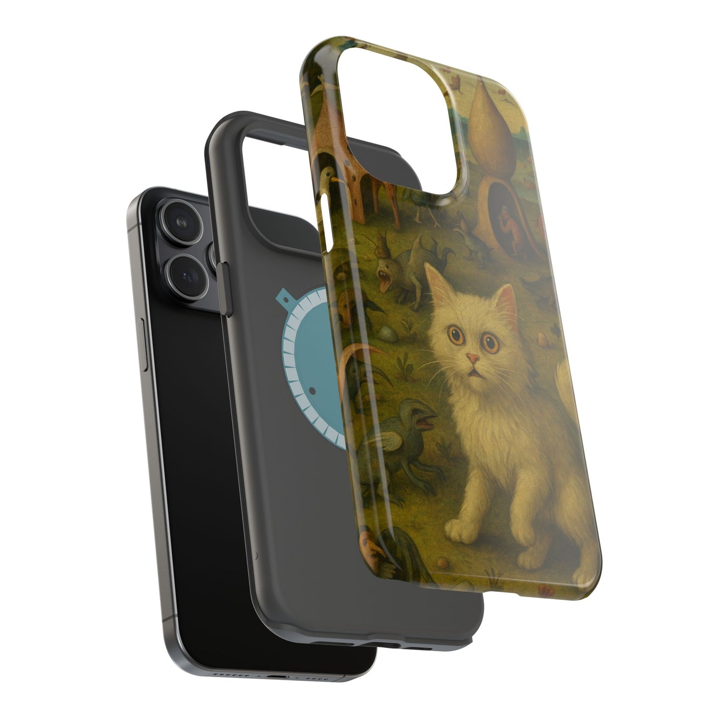 Garden of Cat Delights โ Bosch Inspired โ iPhone 16, 15, 14, 13 โ MagSafe Magnetic Tough Case by HitStickers