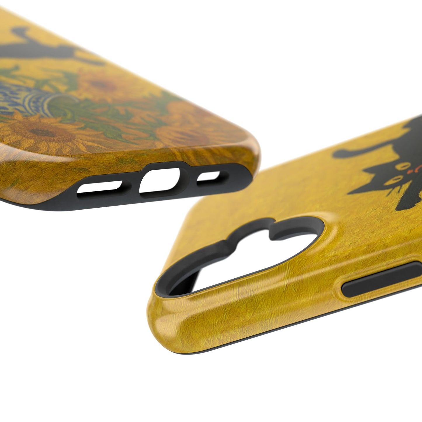 Mischievous Cat & Sunflowers โ Van Gogh Inspired โ iPhone 16, 15, 14, 13 โ MagSafe Magnetic Tough Case by HitStickers