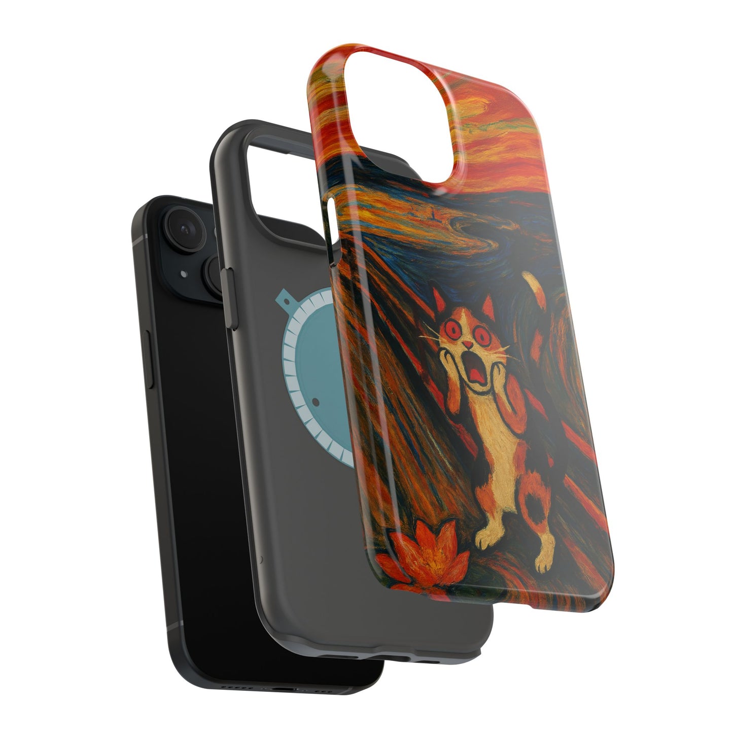 The Cat Scream โ Munch Inspired โ iPhone 16, 15, 14, 13 โ MagSafe Magnetic Tough Case by HitStickers