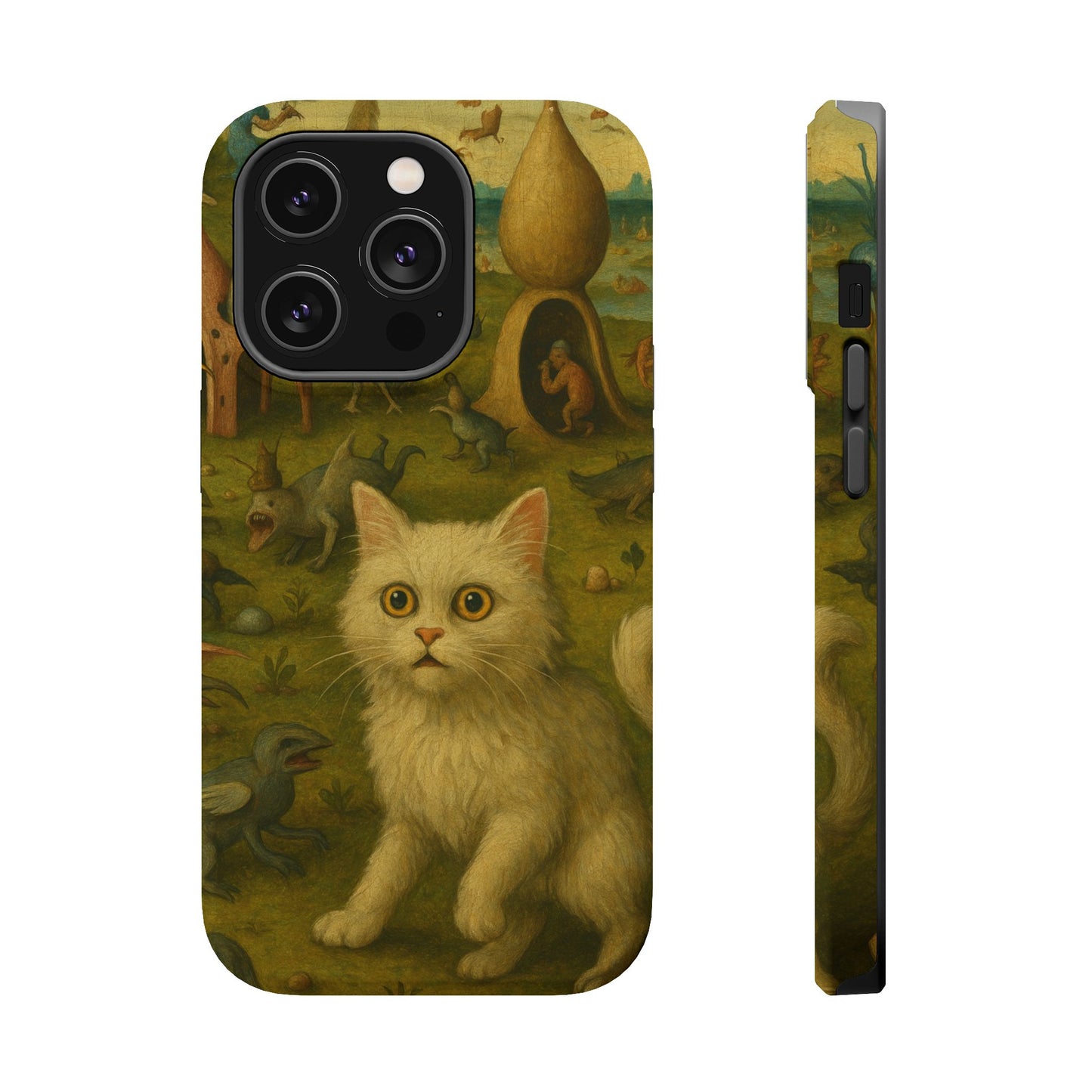 Garden of Cat Delights โ Bosch Inspired โ iPhone 16, 15, 14, 13 โ MagSafe Magnetic Tough Case by HitStickers
