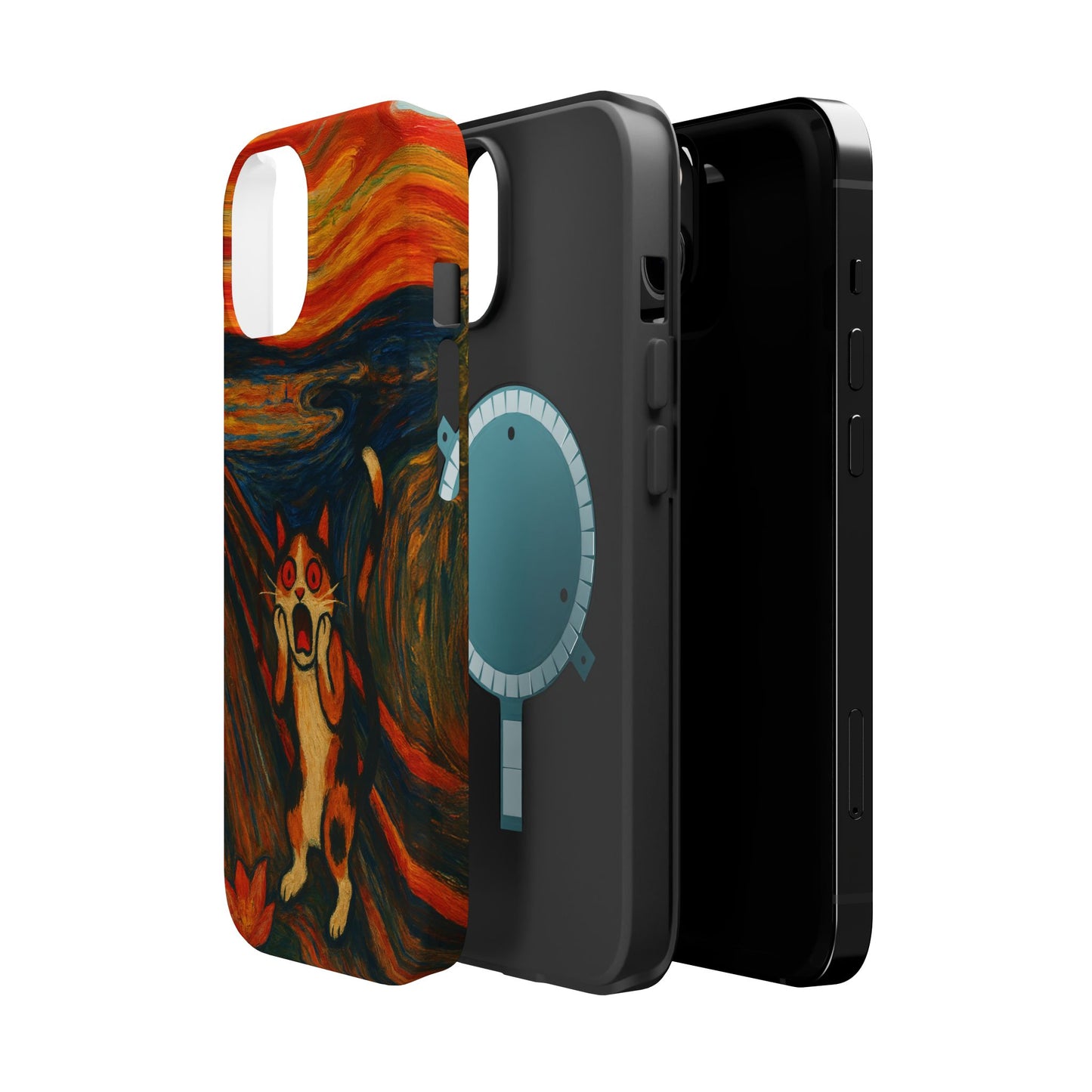 The Cat Scream โ Munch Inspired โ iPhone 16, 15, 14, 13 โ MagSafe Magnetic Tough Case by HitStickers