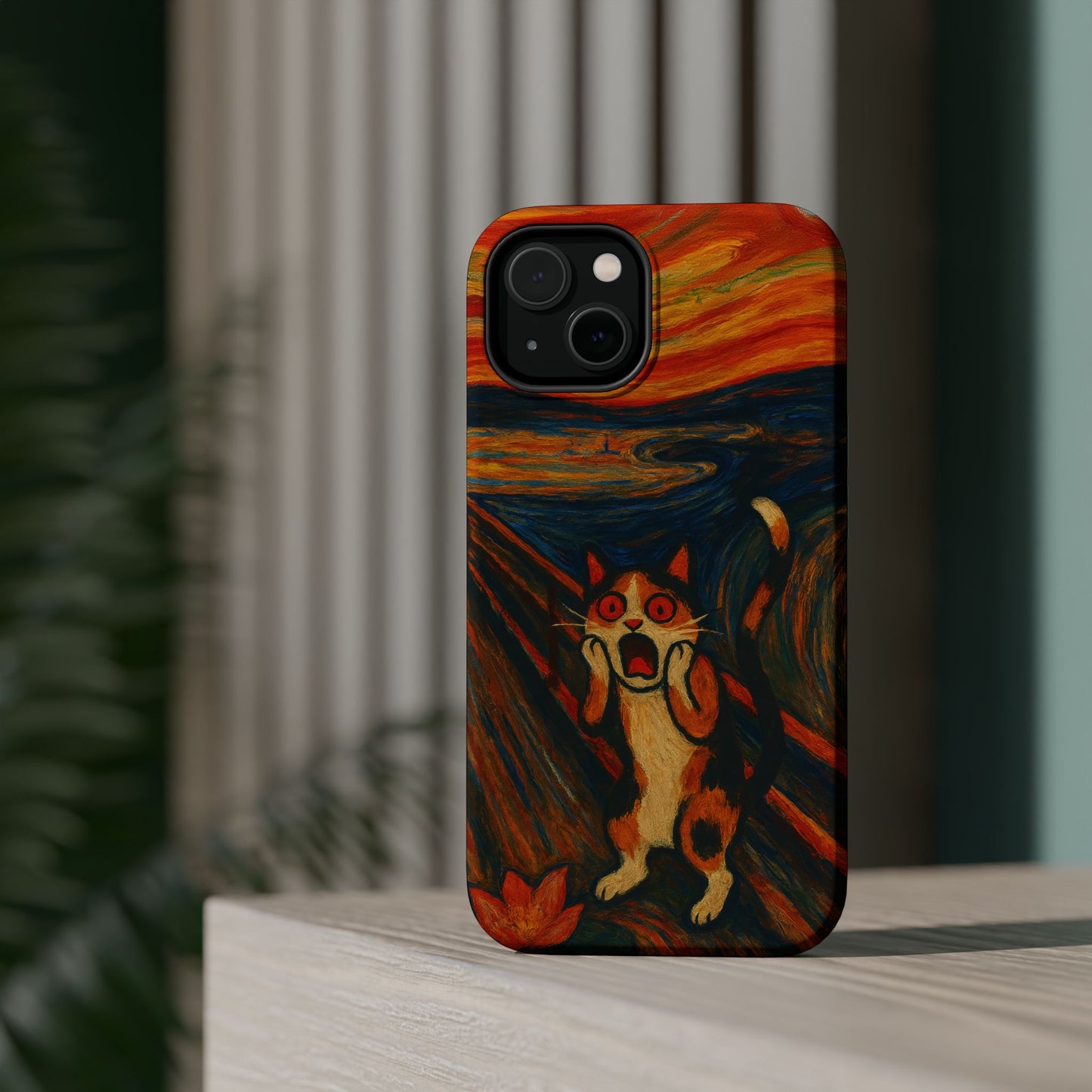 The Cat Scream โ Munch Inspired โ iPhone 16, 15, 14, 13 โ MagSafe Magnetic Tough Case by HitStickers