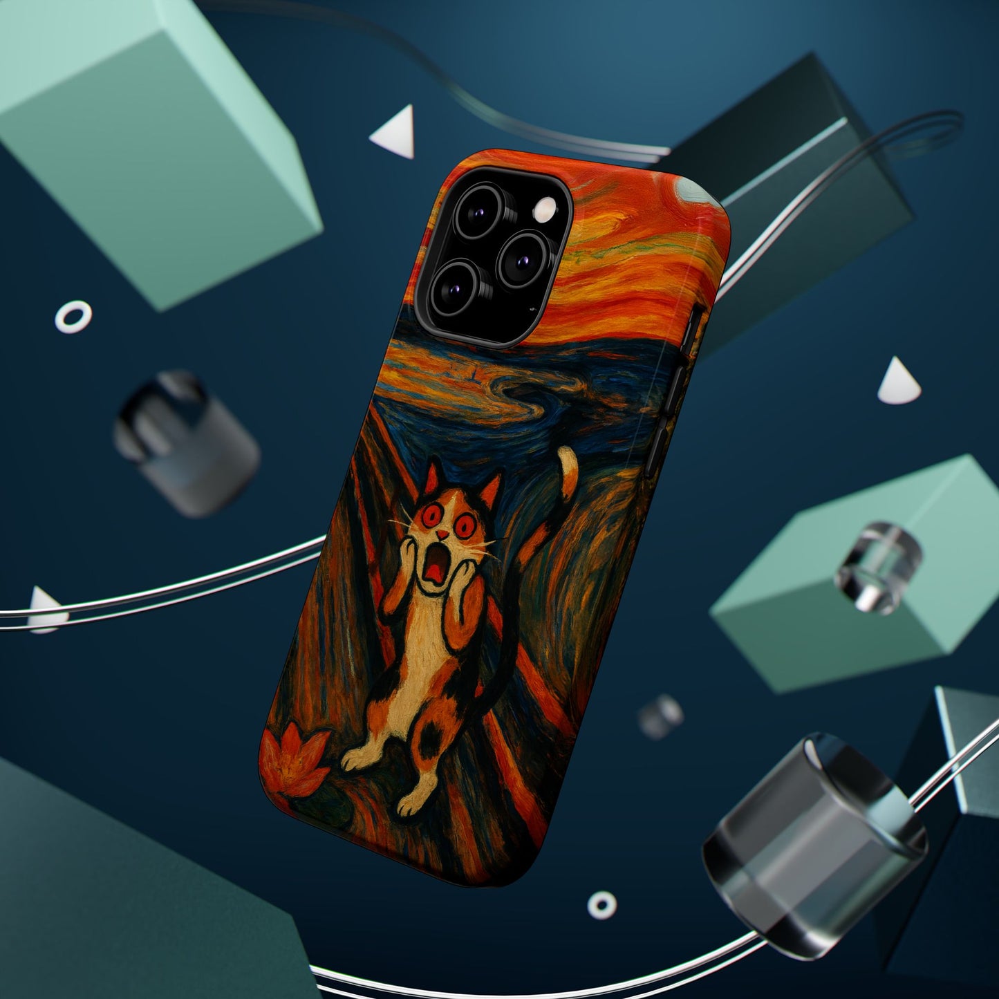 The Cat Scream โ Munch Inspired โ iPhone 16, 15, 14, 13 โ MagSafe Magnetic Tough Case by HitStickers