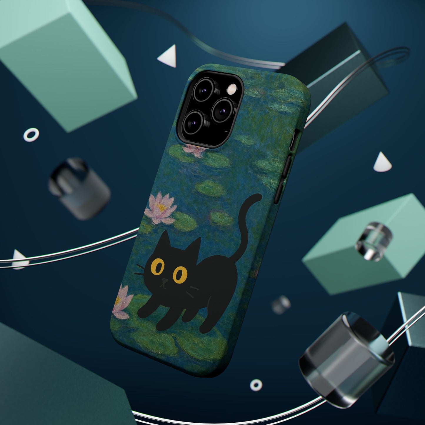 Water Lily Cat โ Monet Inspired โ iPhone 16, 15, 14, 13 โ MagSafe Magnetic Tough Case by HitStickers