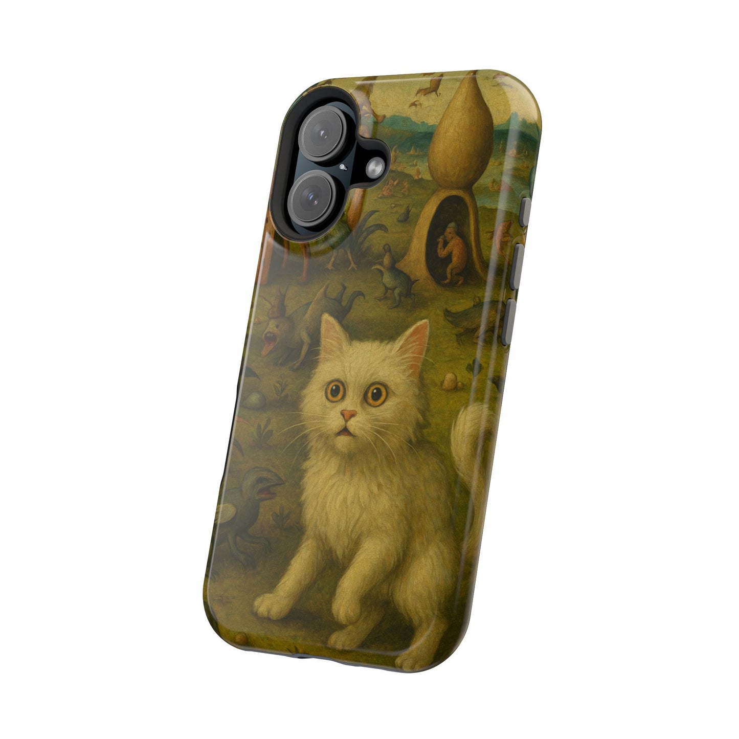 Garden of Cat Delights โ Bosch Inspired โ iPhone 16, 15, 14, 13 โ MagSafe Magnetic Tough Case by HitStickers
