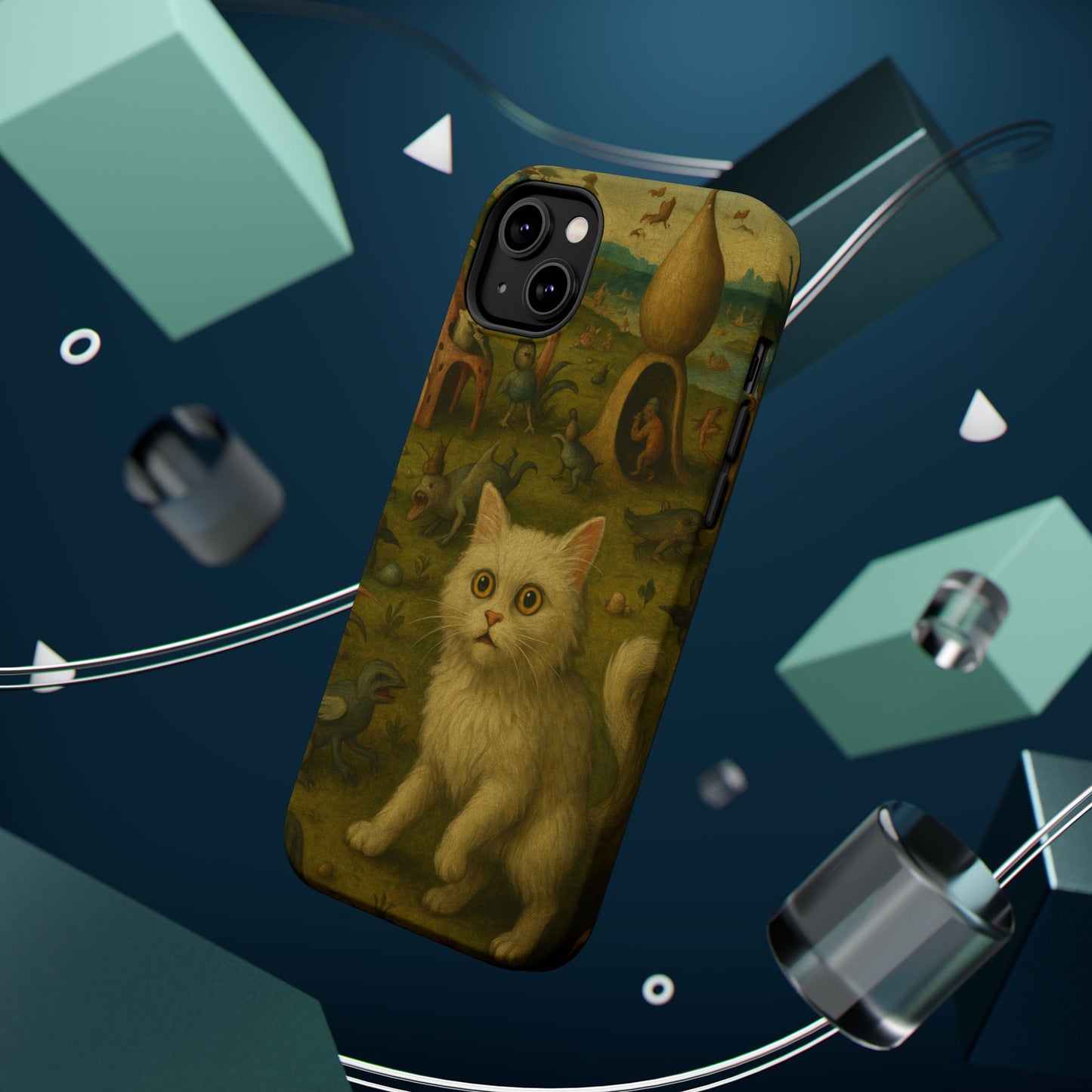 Garden of Cat Delights โ Bosch Inspired โ iPhone 16, 15, 14, 13 โ MagSafe Magnetic Tough Case by HitStickers