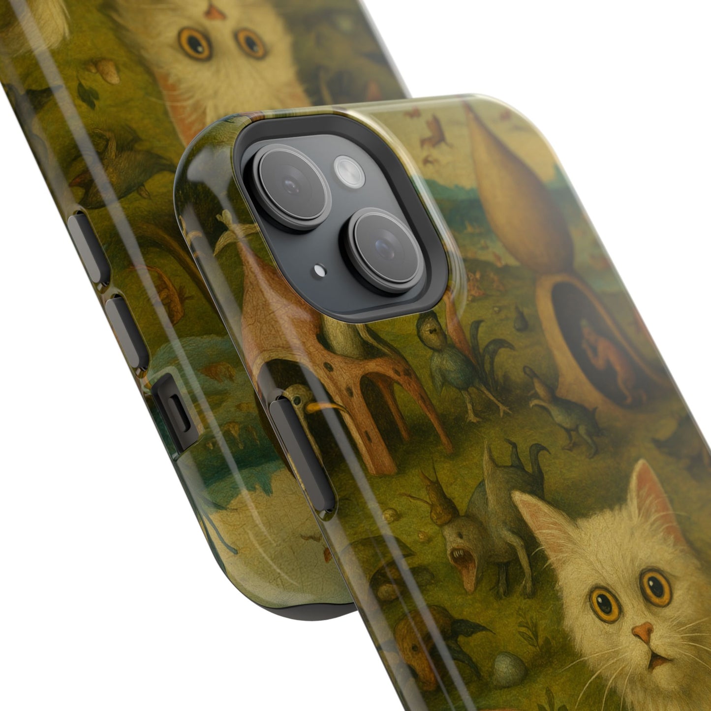 Garden of Cat Delights โ Bosch Inspired โ iPhone 16, 15, 14, 13 โ MagSafe Magnetic Tough Case by HitStickers