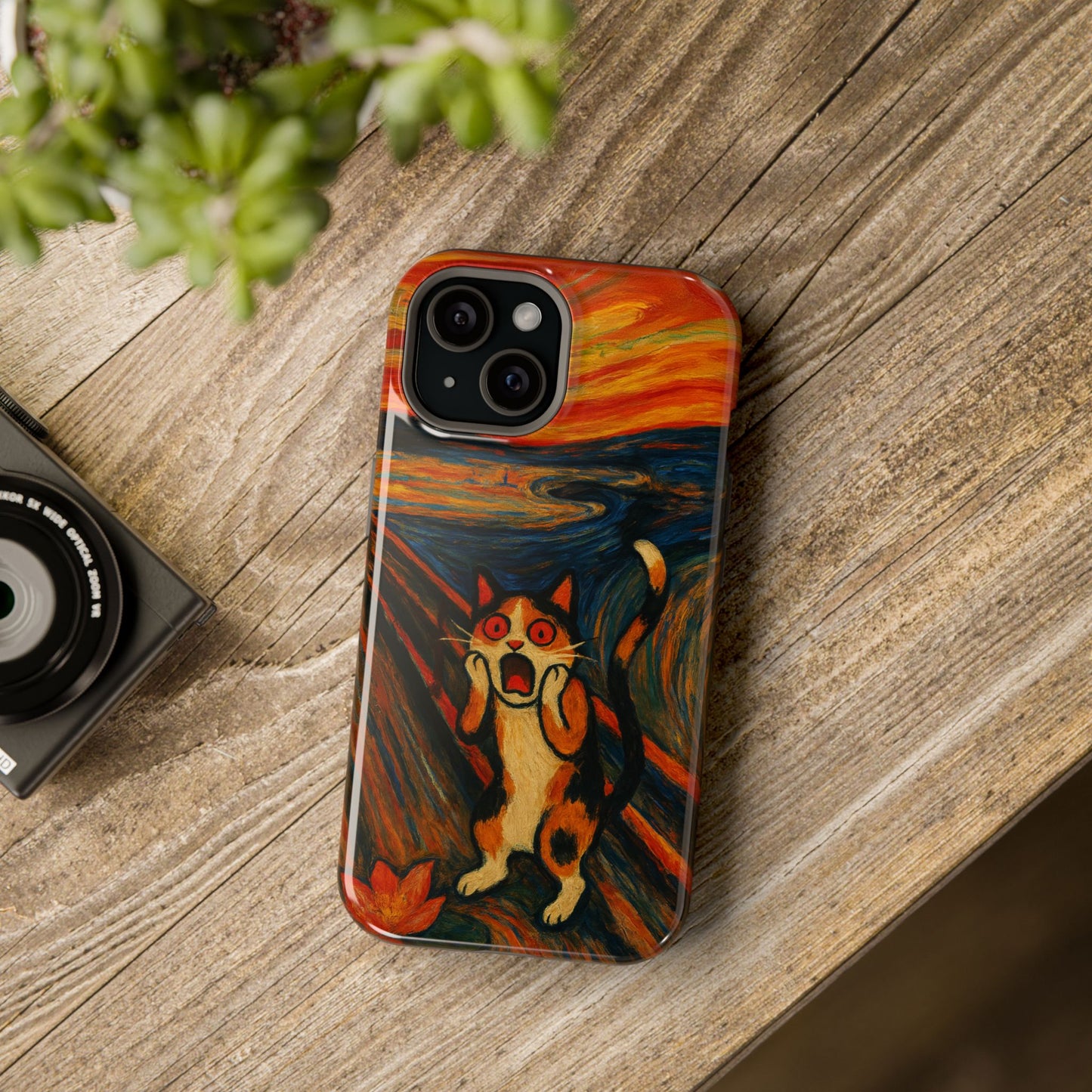 The Cat Scream โ Munch Inspired โ iPhone 16, 15, 14, 13 โ MagSafe Magnetic Tough Case by HitStickers