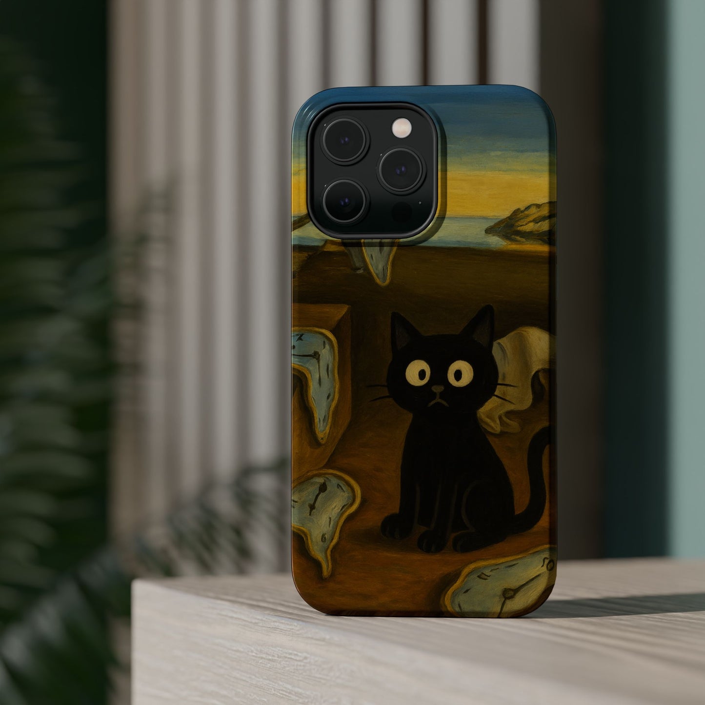 The Cat of Melting Time – Dalí Inspired – iPhone 16, 15, 14, 13 – MagSafe Magnetic Tough Case by HitStickers