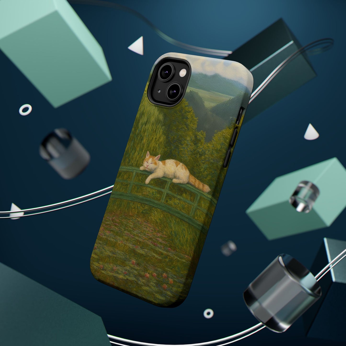 Sleeping Cat on the Japanese Bridge โ Monet Inspired โ iPhone 16, 15, 14, 13 โ MagSafe Magnetic Tough Case by HitStickers