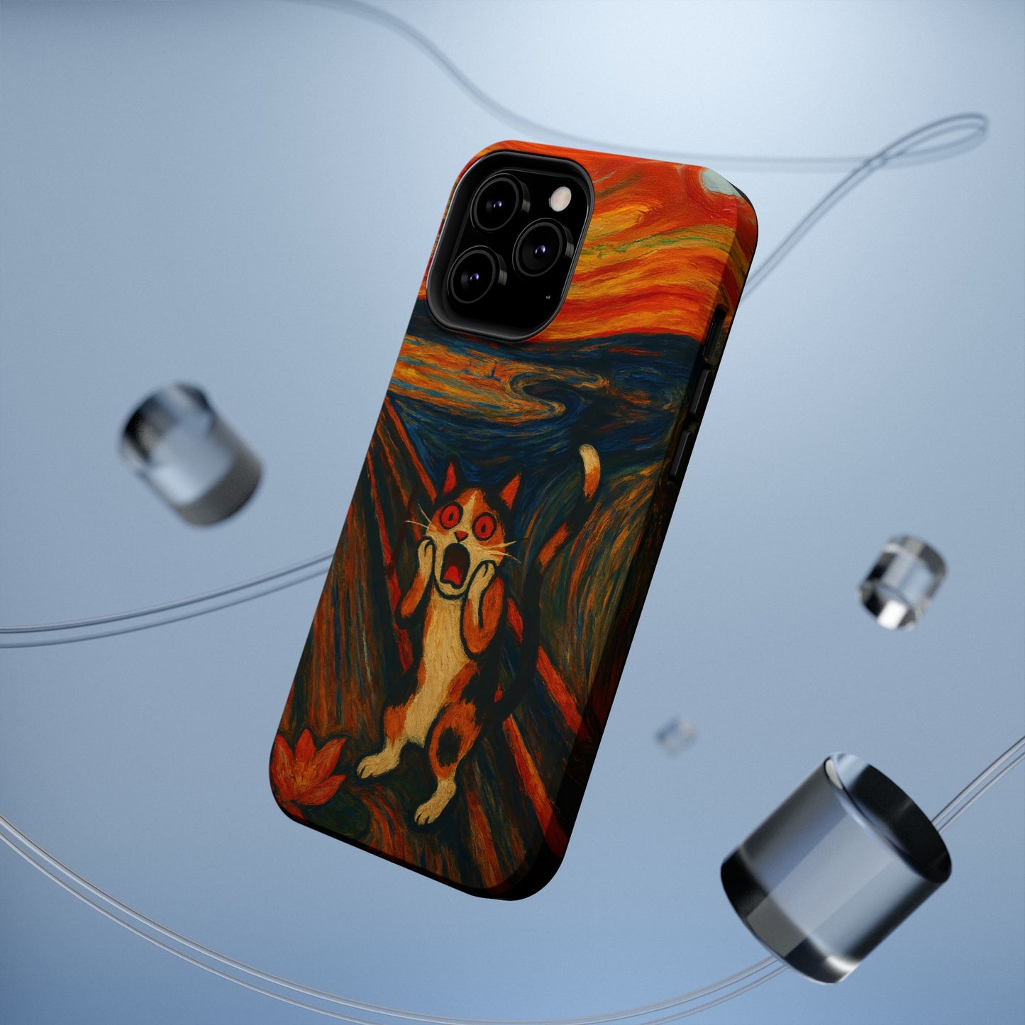 The Cat Scream โ Munch Inspired โ iPhone 16, 15, 14, 13 โ MagSafe Magnetic Tough Case by HitStickers