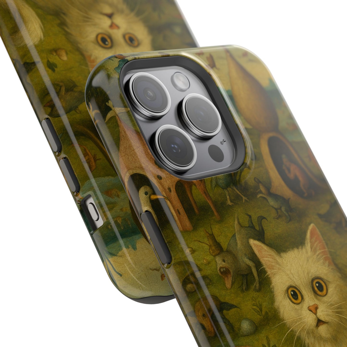 Garden of Cat Delights โ Bosch Inspired โ iPhone 16, 15, 14, 13 โ MagSafe Magnetic Tough Case by HitStickers