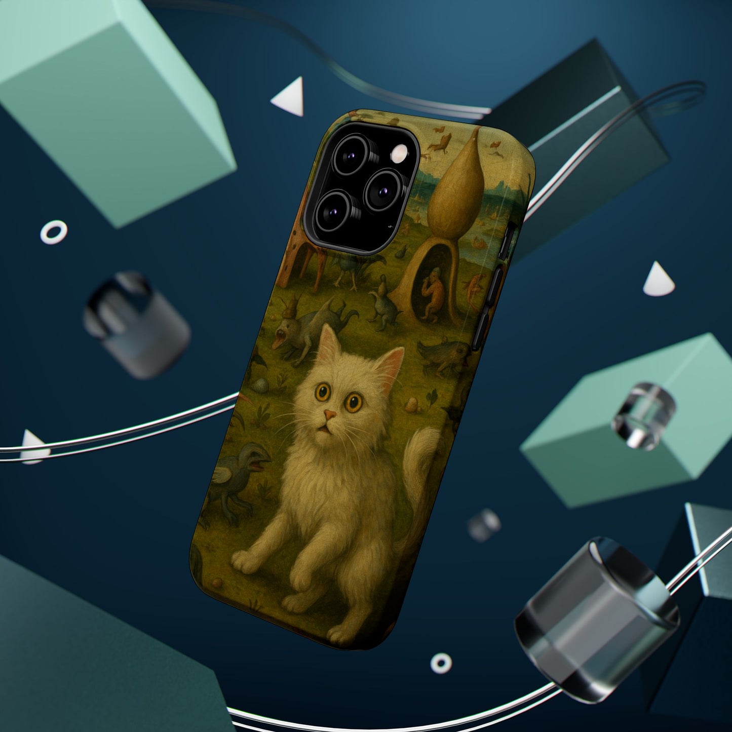 Garden of Cat Delights โ Bosch Inspired โ iPhone 16, 15, 14, 13 โ MagSafe Magnetic Tough Case by HitStickers