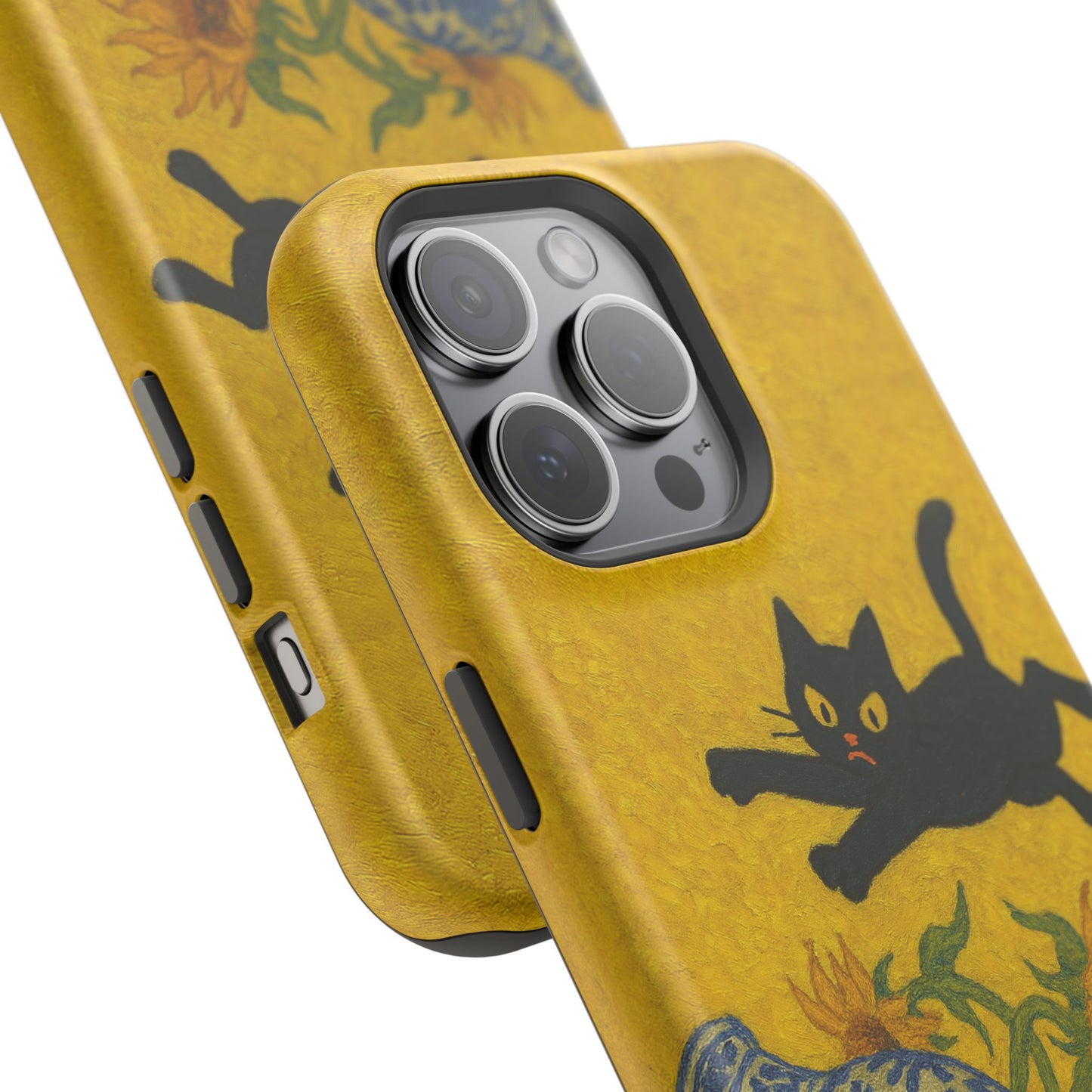 Mischievous Cat & Sunflowers โ Van Gogh Inspired โ iPhone 16, 15, 14, 13 โ MagSafe Magnetic Tough Case by HitStickers