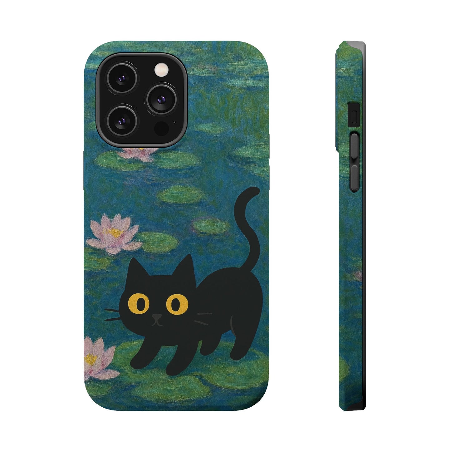 Water Lily Cat โ Monet Inspired โ iPhone 16, 15, 14, 13 โ MagSafe Magnetic Tough Case by HitStickers