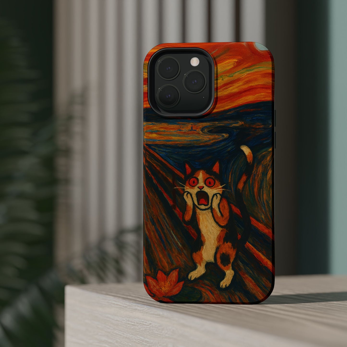 The Cat Scream โ Munch Inspired โ iPhone 16, 15, 14, 13 โ MagSafe Magnetic Tough Case by HitStickers