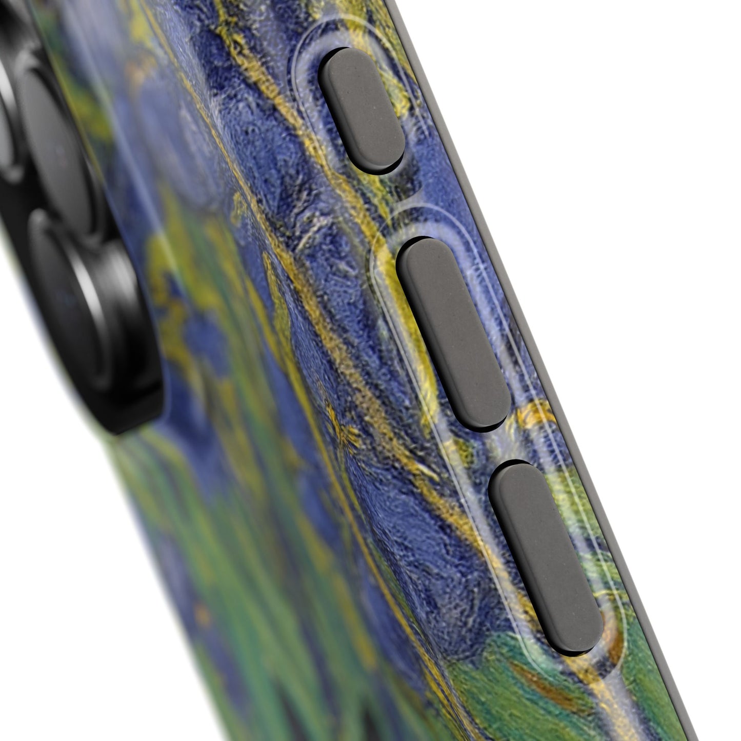 Peaceful Cat in Irises โ Van Gogh Inspired โ iPhone 16, 15, 14, 13 โ MagSafe Magnetic Tough Case by HitStickers