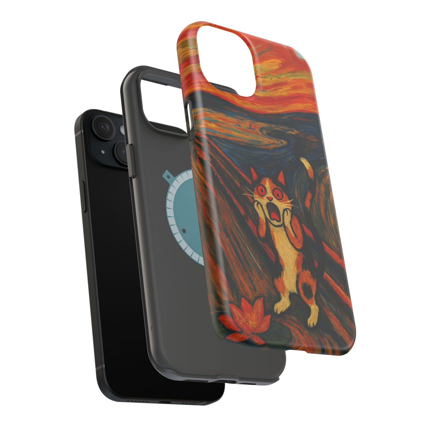 The Cat Scream โ Munch Inspired โ iPhone 16, 15, 14, 13 โ MagSafe Magnetic Tough Case by HitStickers