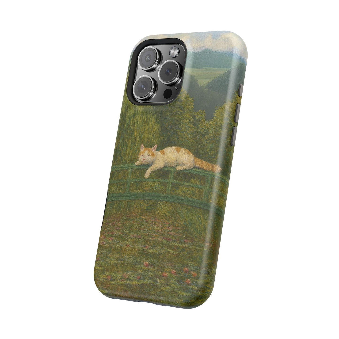 Sleeping Cat on the Japanese Bridge โ Monet Inspired โ iPhone 16, 15, 14, 13 โ MagSafe Magnetic Tough Case by HitStickers