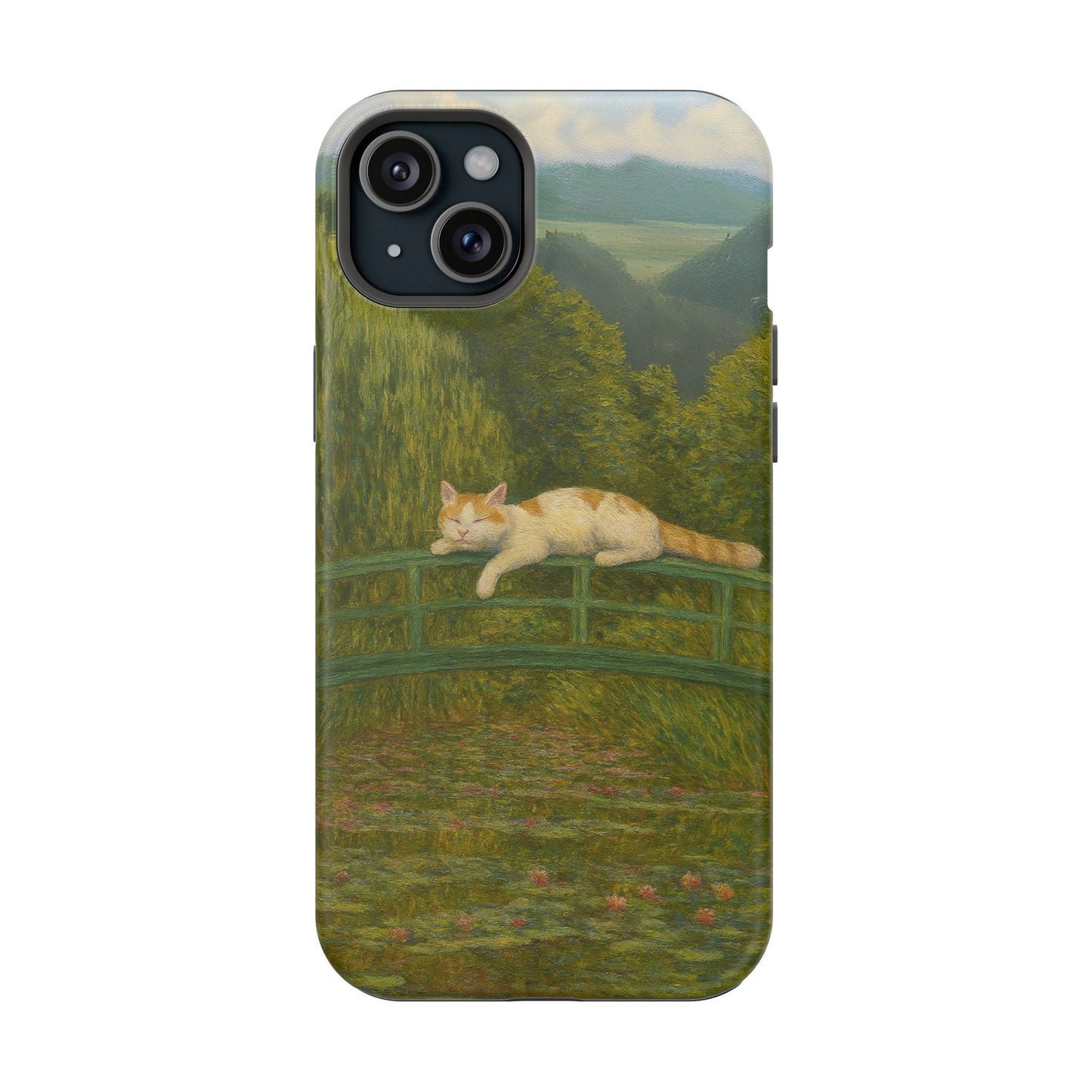 Sleeping Cat on the Japanese Bridge โ Monet Inspired โ iPhone 16, 15, 14, 13 โ MagSafe Magnetic Tough Case by HitStickers
