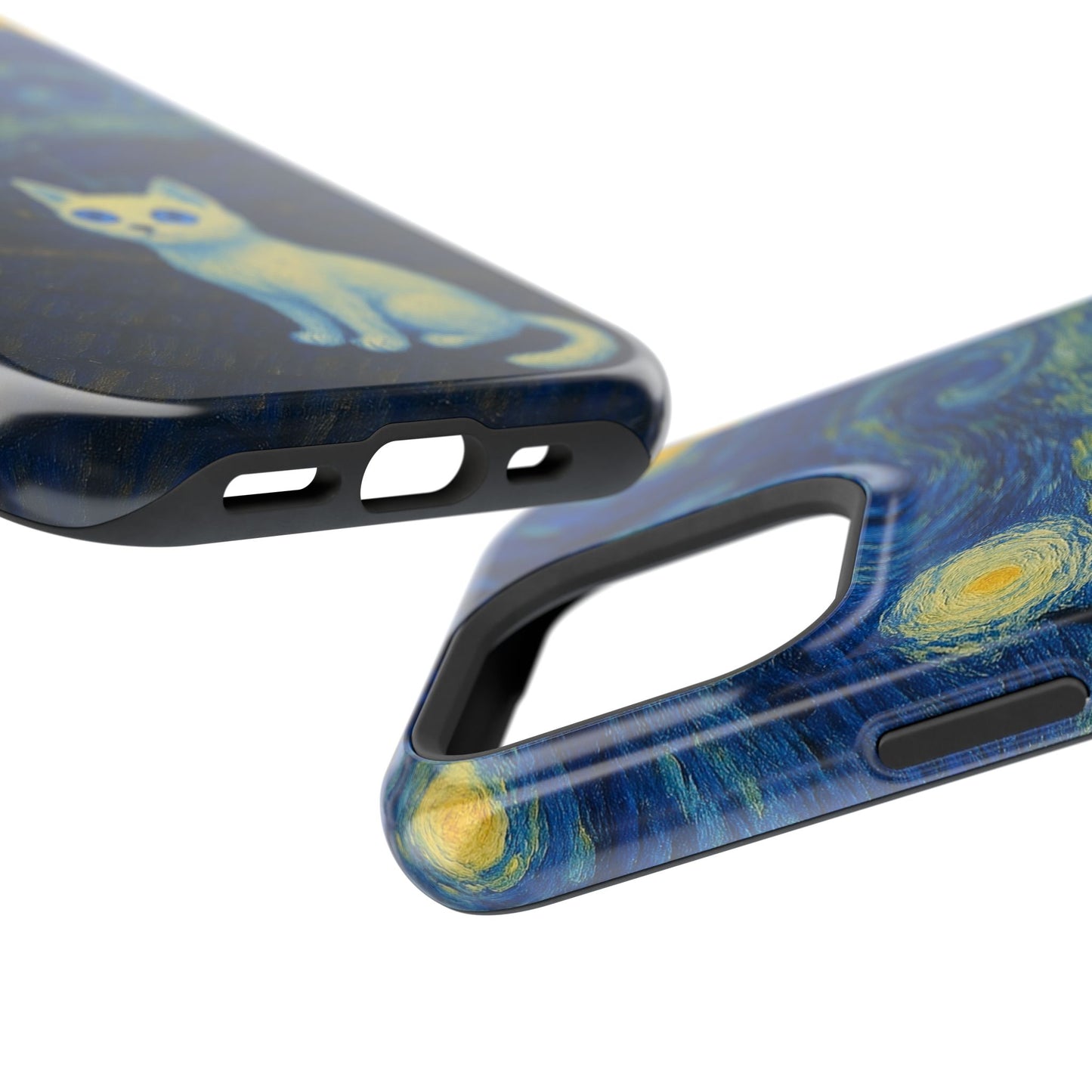 Starry Night Cat โ Van Gogh Inspired โ iPhone 16, 15, 14, 13 โ MagSafe Magnetic Tough Case by HitStickers