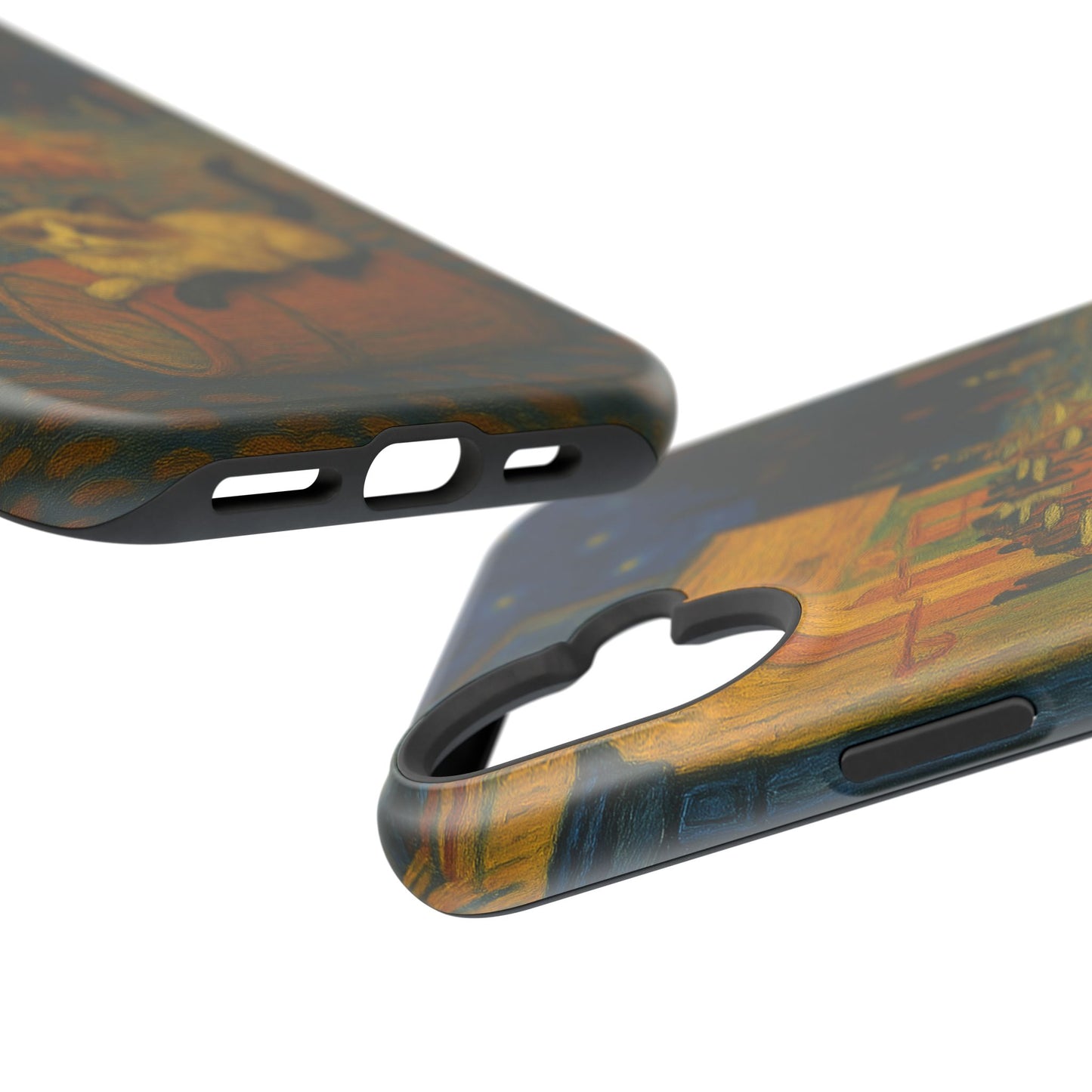 Café Cat at Night – Van Gogh Inspired – iPhone 16, 15, 14, 13 – MagSafe Magnetic Tough Case by HitStickers