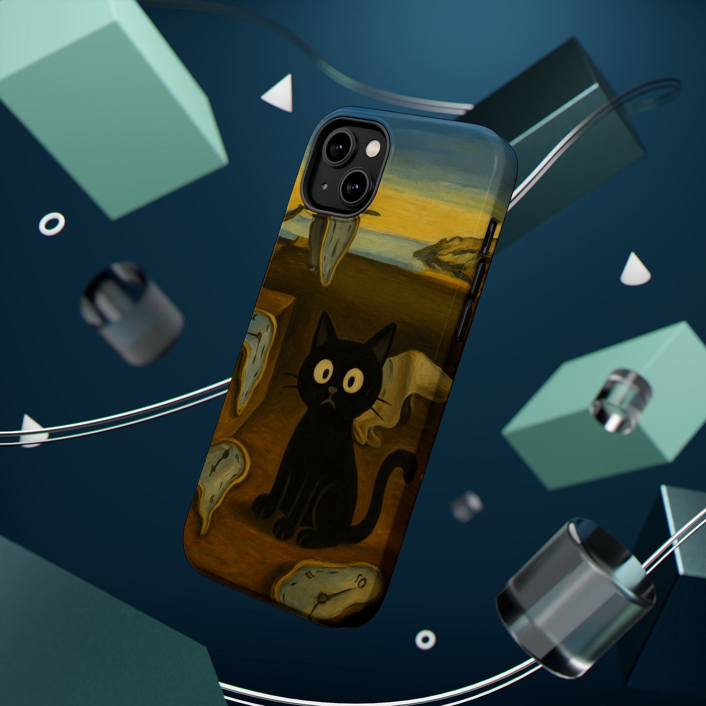 The Cat of Melting Time – Dalí Inspired – iPhone 16, 15, 14, 13 – MagSafe Magnetic Tough Case by HitStickers