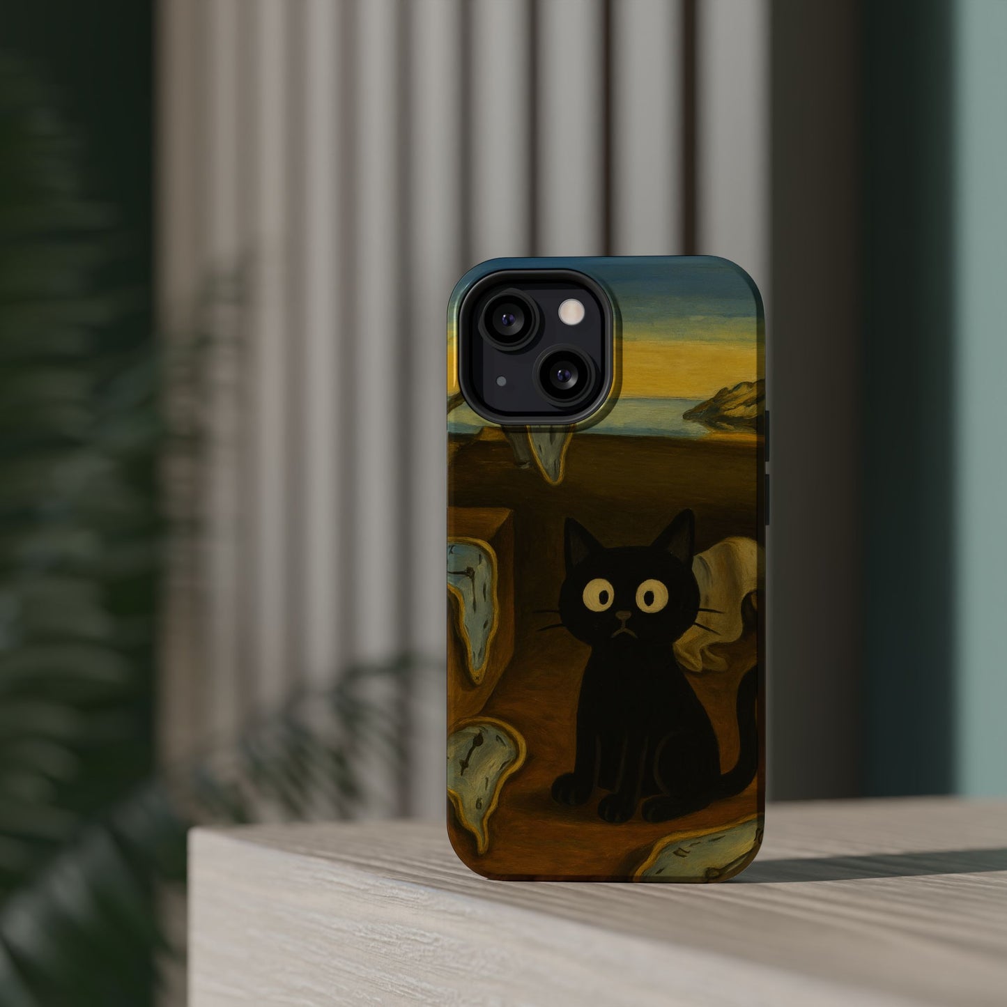 The Cat of Melting Time – Dalí Inspired – iPhone 16, 15, 14, 13 – MagSafe Magnetic Tough Case by HitStickers