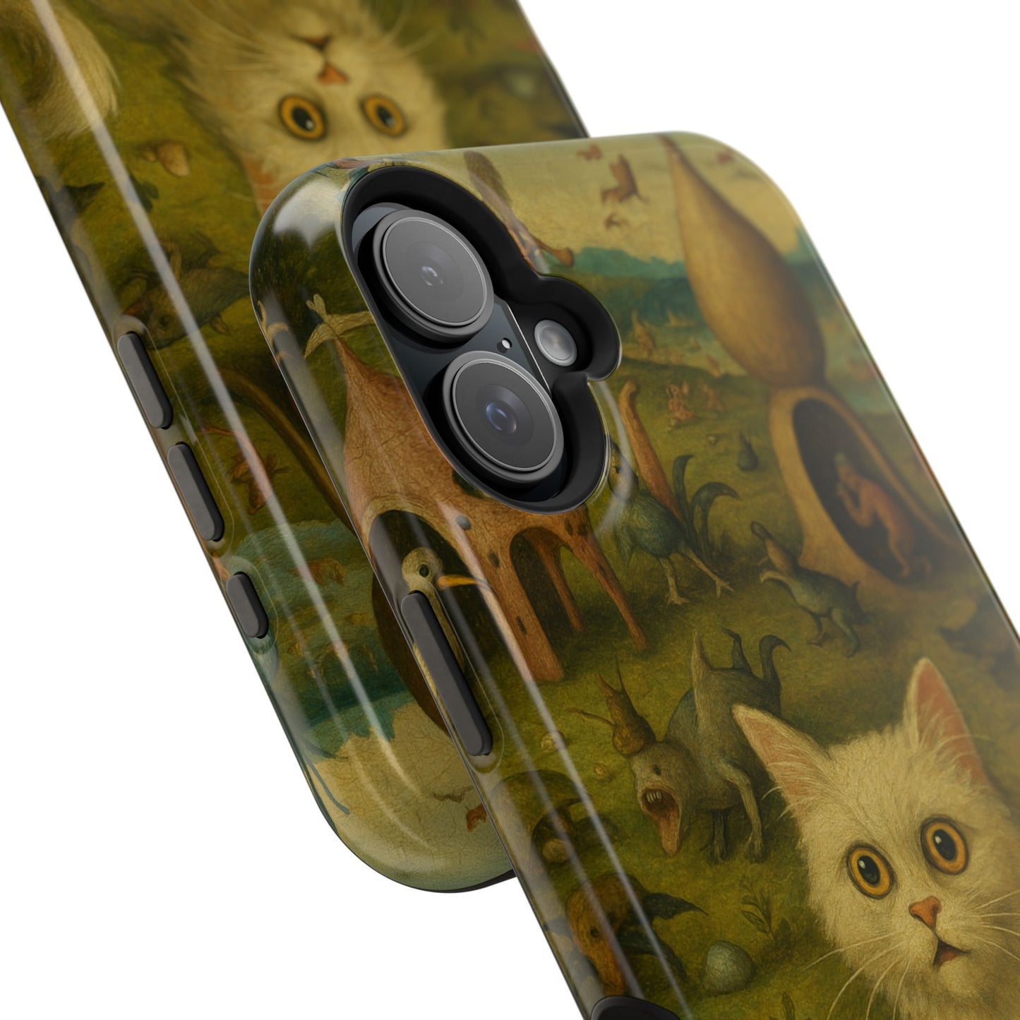 Garden of Cat Delights โ Bosch Inspired โ iPhone 16, 15, 14, 13 โ MagSafe Magnetic Tough Case by HitStickers