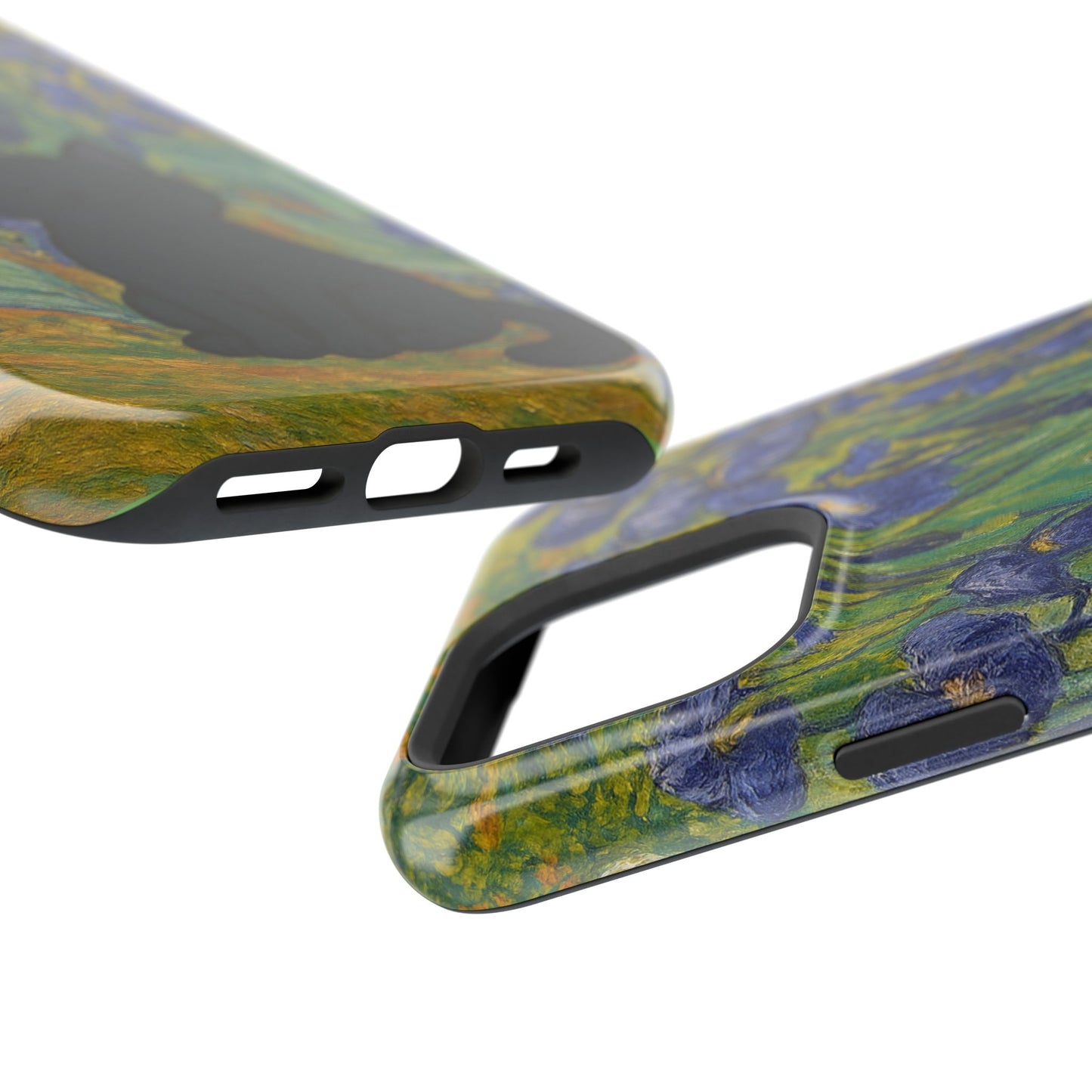 Peaceful Cat in Irises โ Van Gogh Inspired โ iPhone 16, 15, 14, 13 โ MagSafe Magnetic Tough Case by HitStickers
