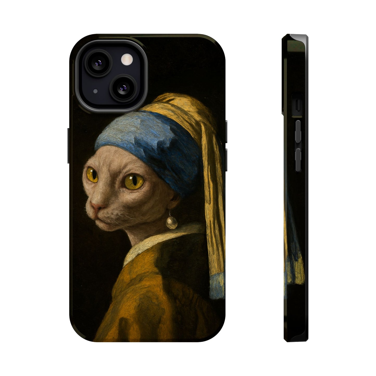Cat with a Pearl Earring โ Vermeer Inspired โ iPhone 16, 15, 14, 13 โ MagSafe Magnetic Tough Case by HitStickers