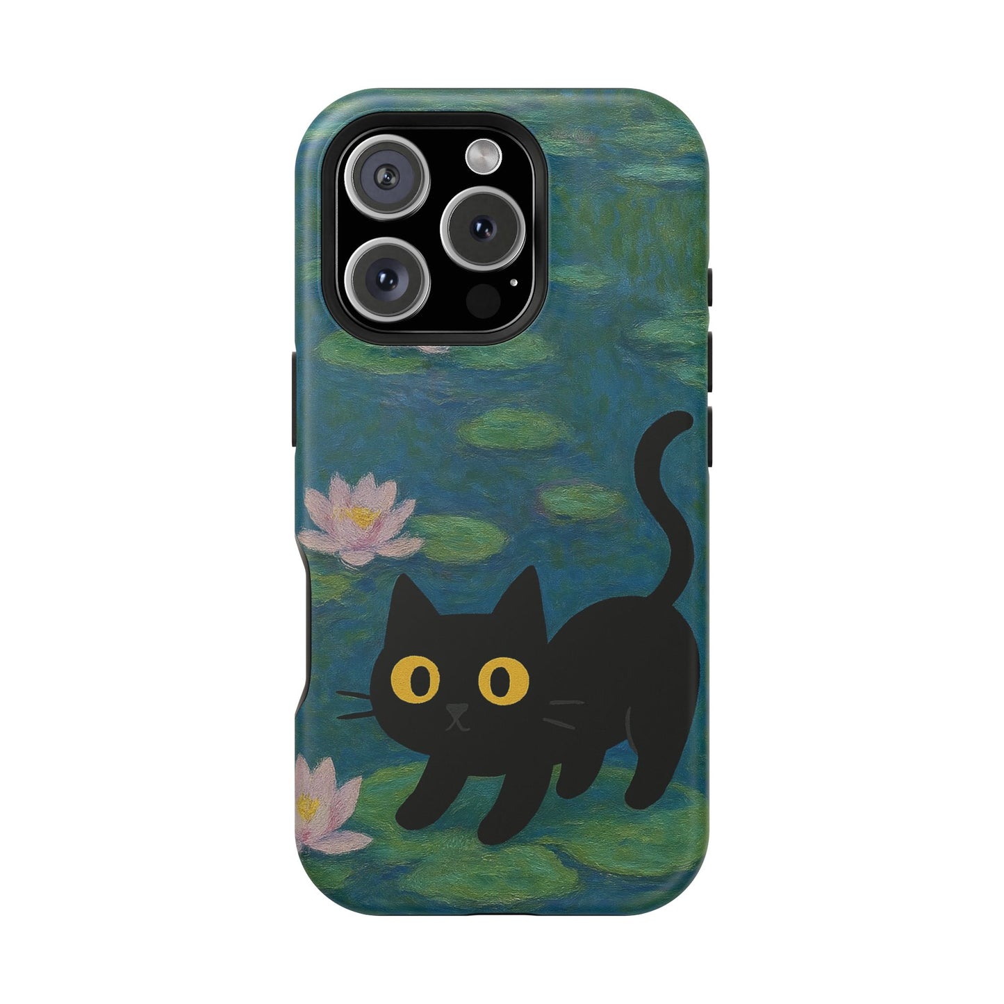 Water Lily Cat โ Monet Inspired โ iPhone 16, 15, 14, 13 โ MagSafe Magnetic Tough Case by HitStickers