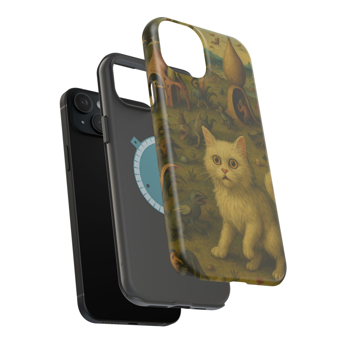 Garden of Cat Delights โ Bosch Inspired โ iPhone 16, 15, 14, 13 โ MagSafe Magnetic Tough Case by HitStickers