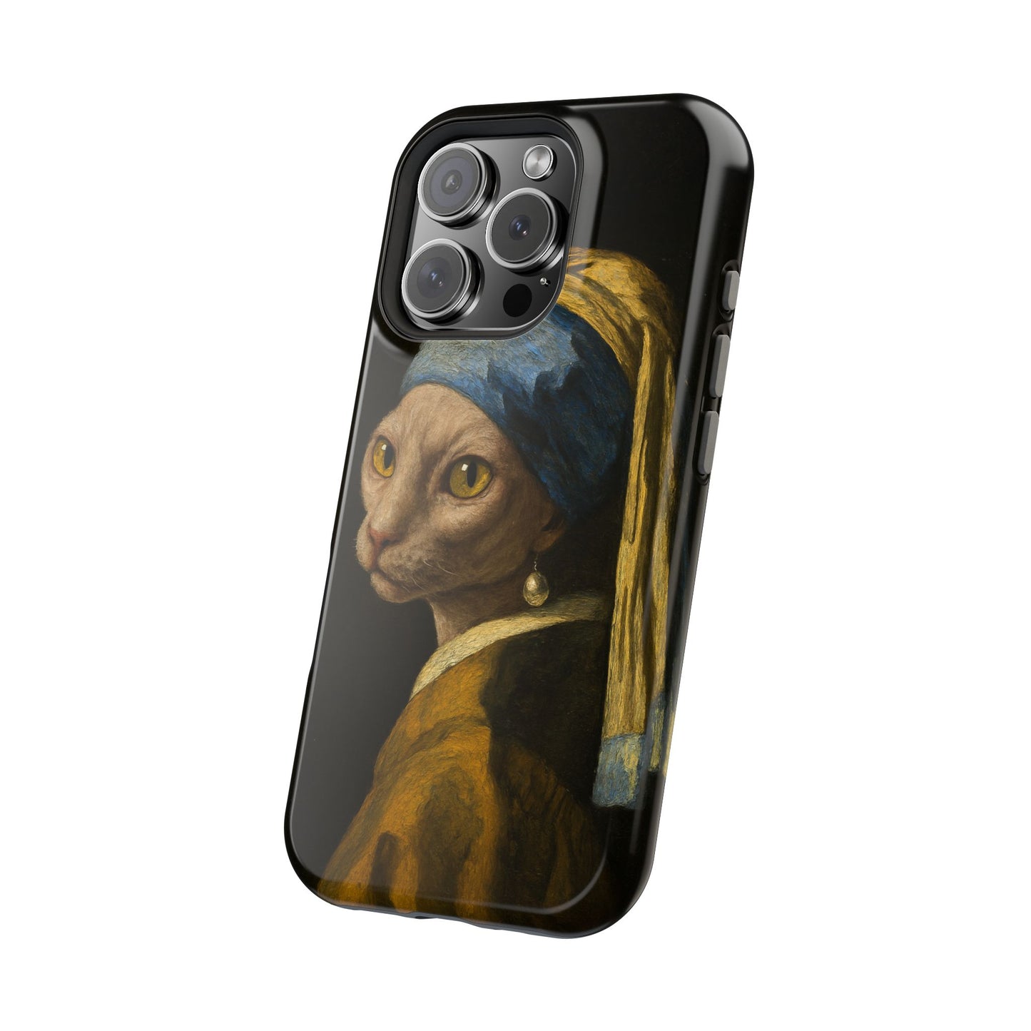 Cat with a Pearl Earring โ Vermeer Inspired โ iPhone 16, 15, 14, 13 โ MagSafe Magnetic Tough Case by HitStickers