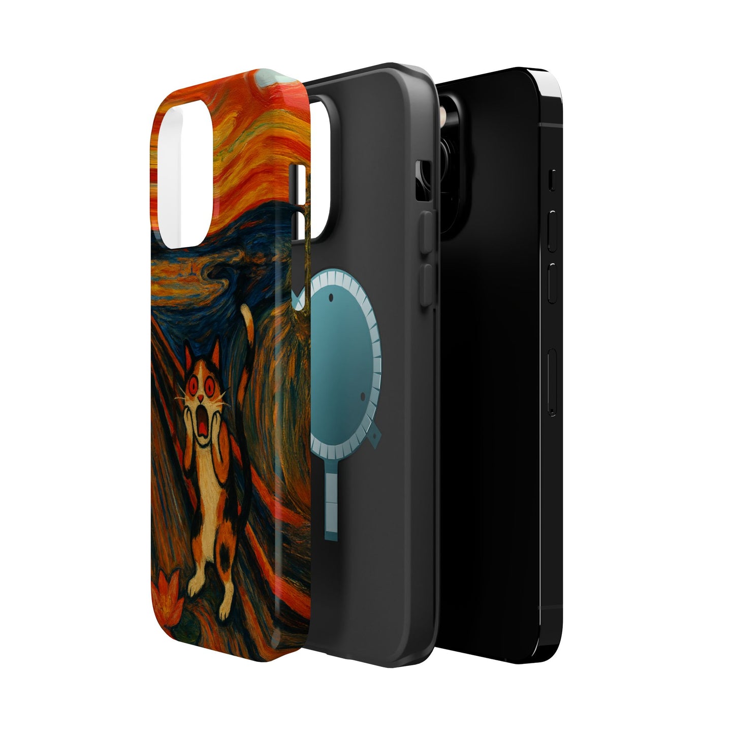 The Cat Scream โ Munch Inspired โ iPhone 16, 15, 14, 13 โ MagSafe Magnetic Tough Case by HitStickers