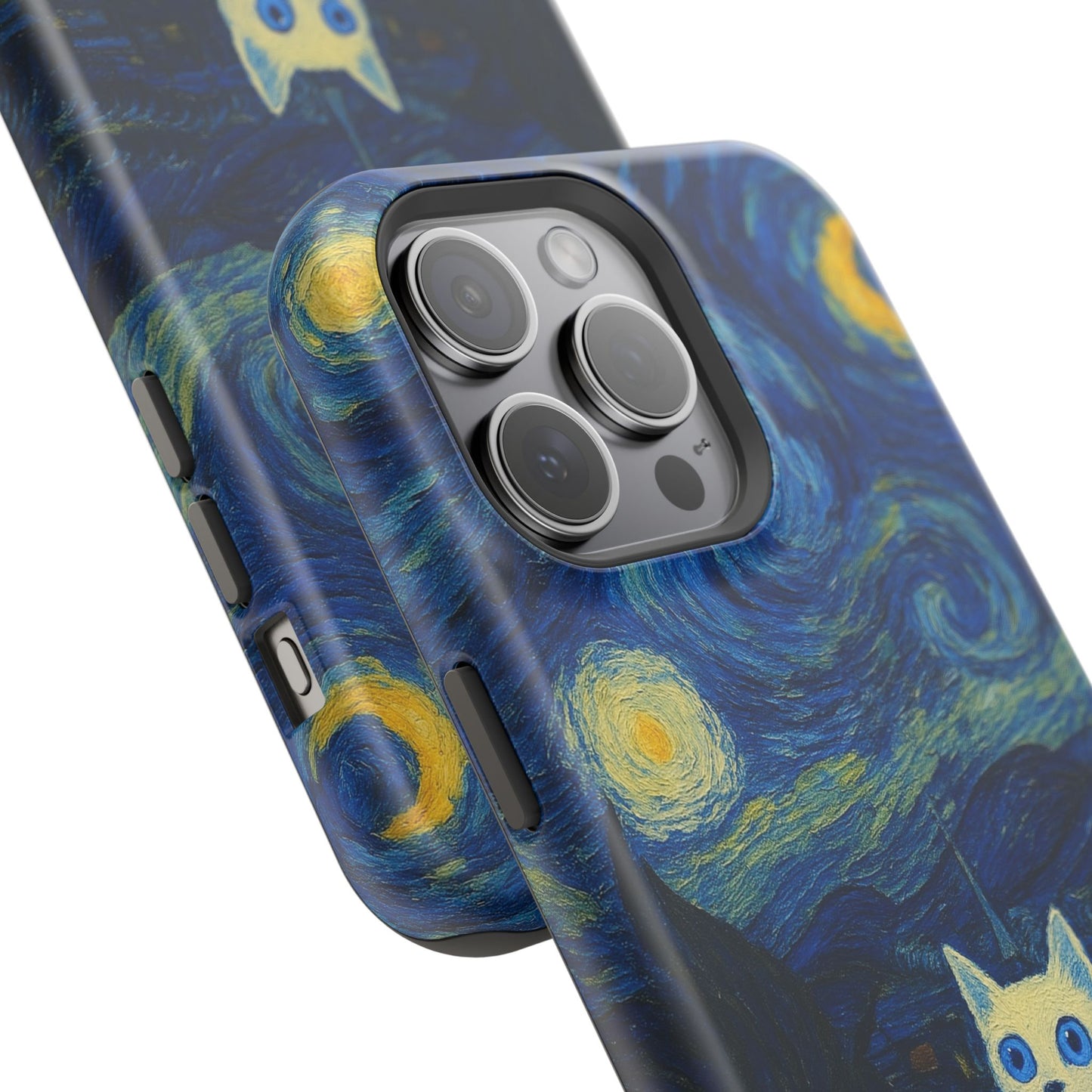 Starry Night Cat โ Van Gogh Inspired โ iPhone 16, 15, 14, 13 โ MagSafe Magnetic Tough Case by HitStickers