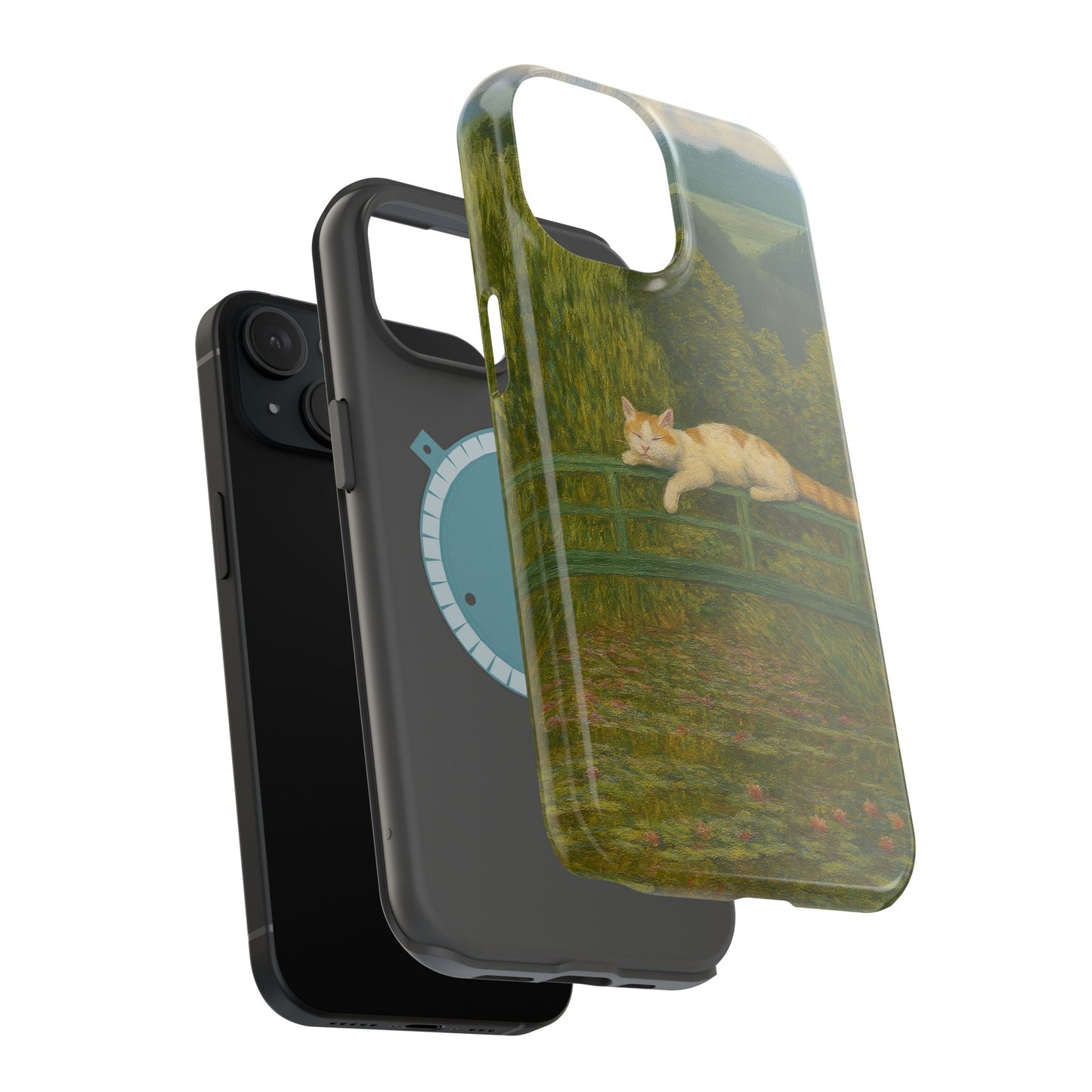 Sleeping Cat on the Japanese Bridge โ Monet Inspired โ iPhone 16, 15, 14, 13 โ MagSafe Magnetic Tough Case by HitStickers